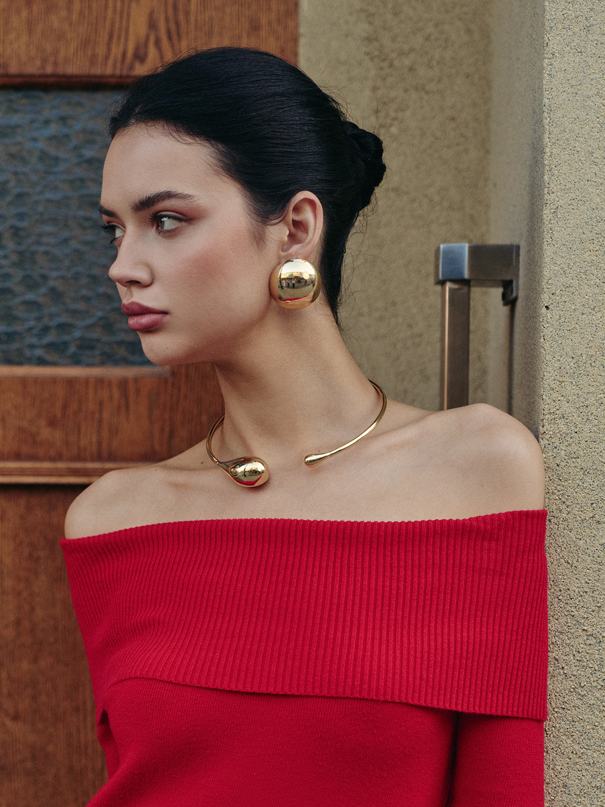 Glossy Half-Ball Stud Earrings-Chicvia