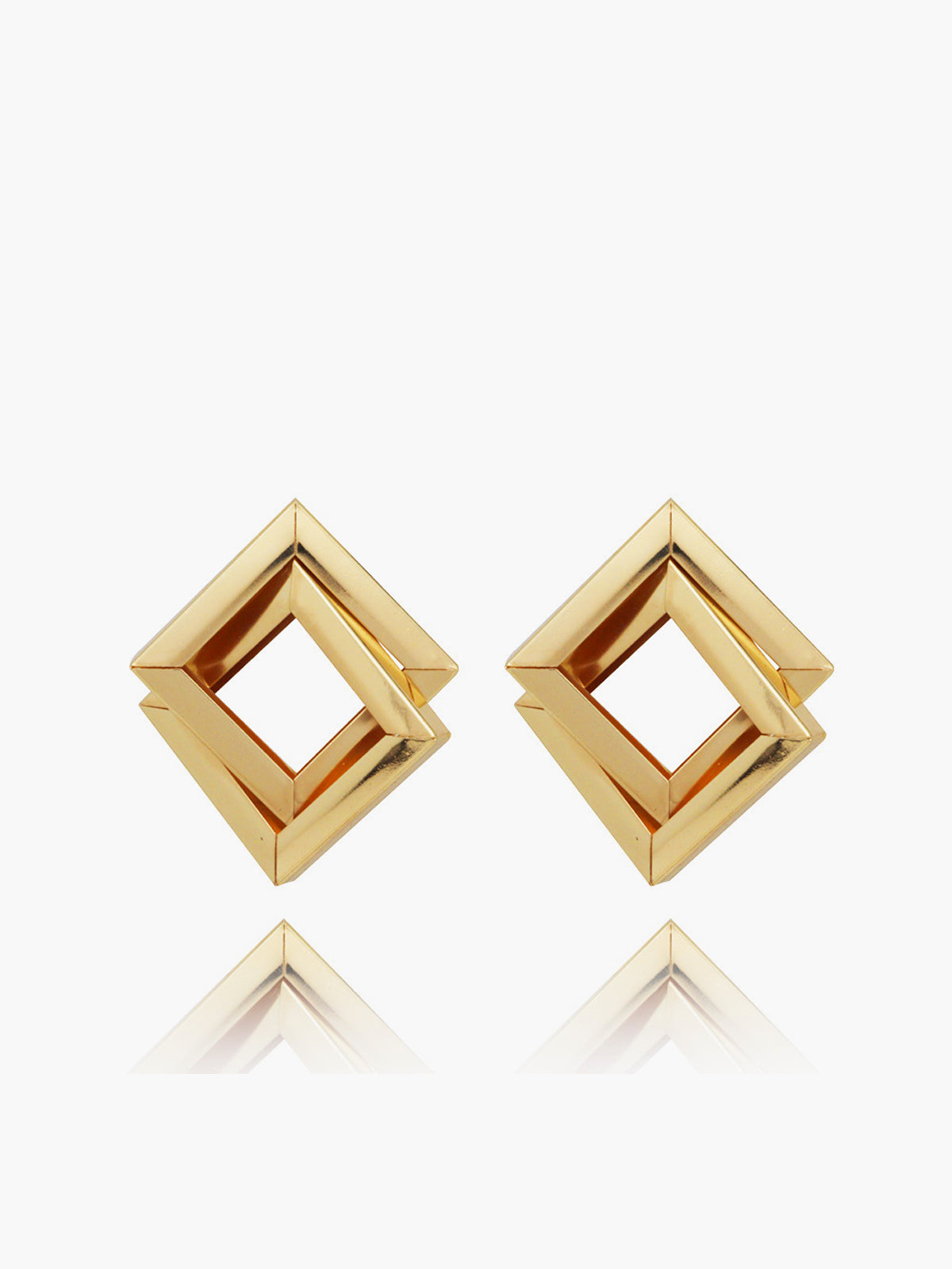 Metal Cross Rhombic  Earrings-Chicvia