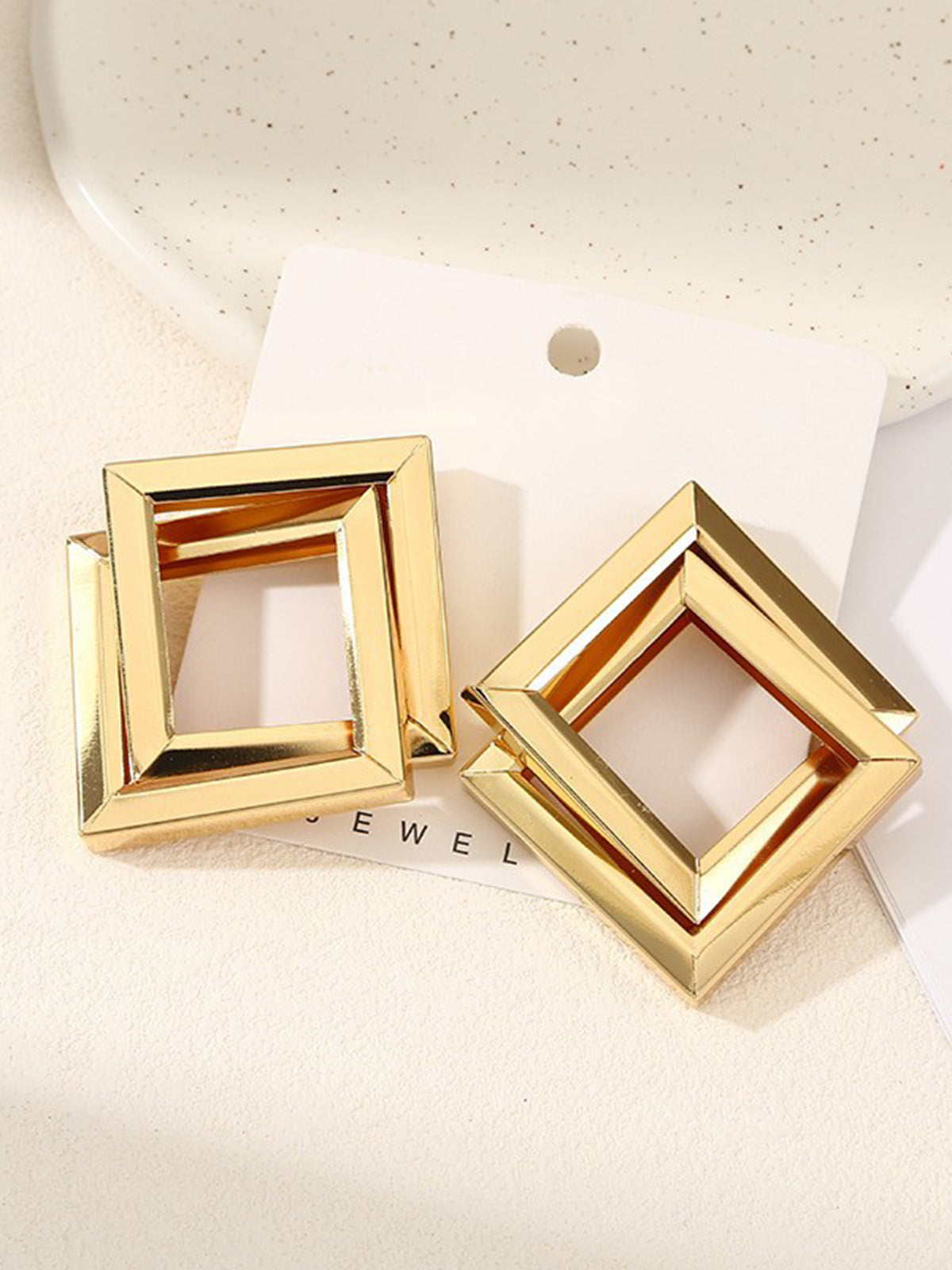 Metal Cross Rhombic  Earrings-Chicvia