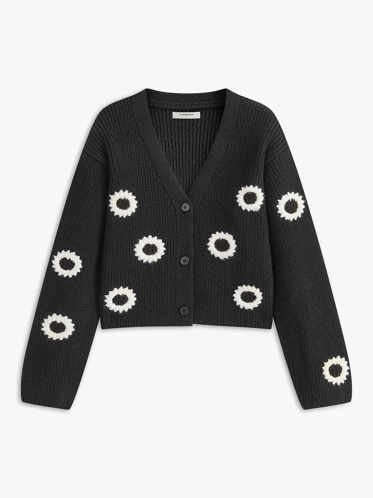 Contrast Binding Button Short Cardigan-Chicvia