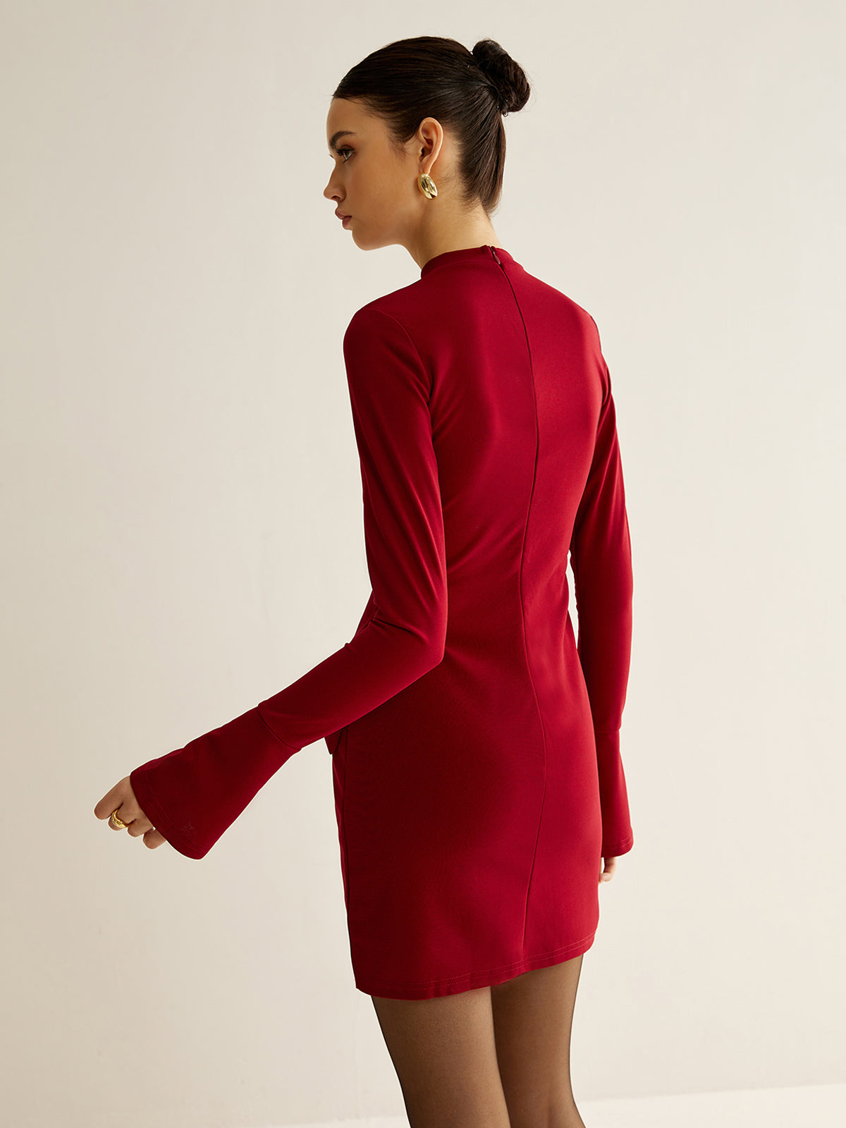 Plain Piping Short Dress-Chicvia