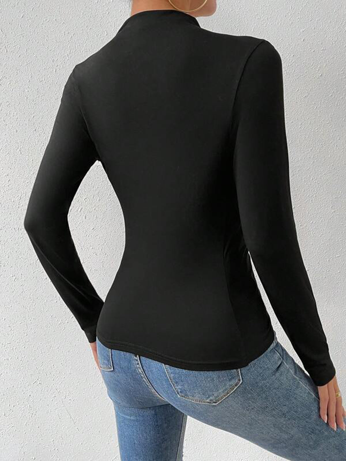 Color Block Long Sleeve T-Shirt-Chicvia