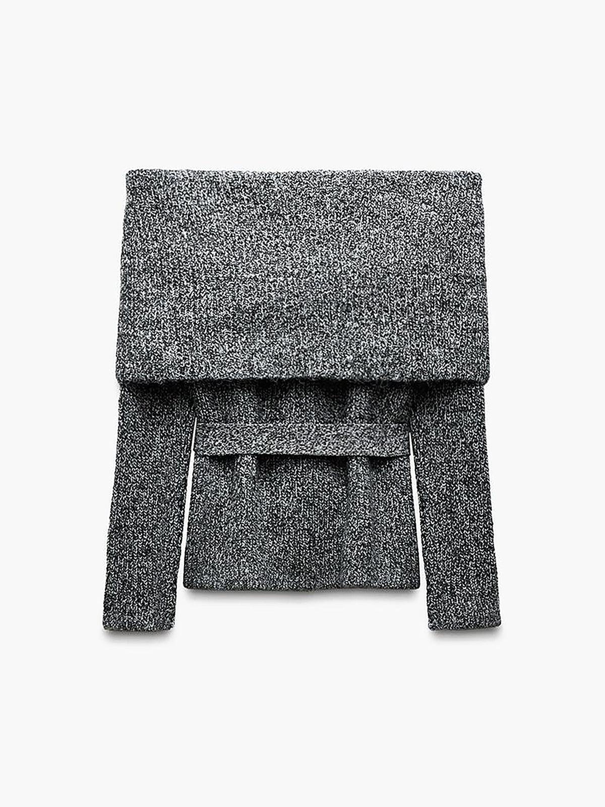 Off-Shoulder Belted Sweater-Chicvia