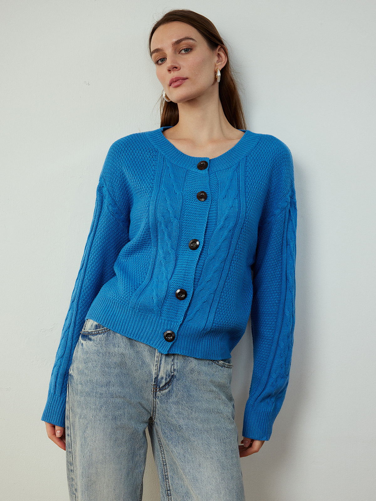 Button Down Twist Thin Cardigan-Chicvia