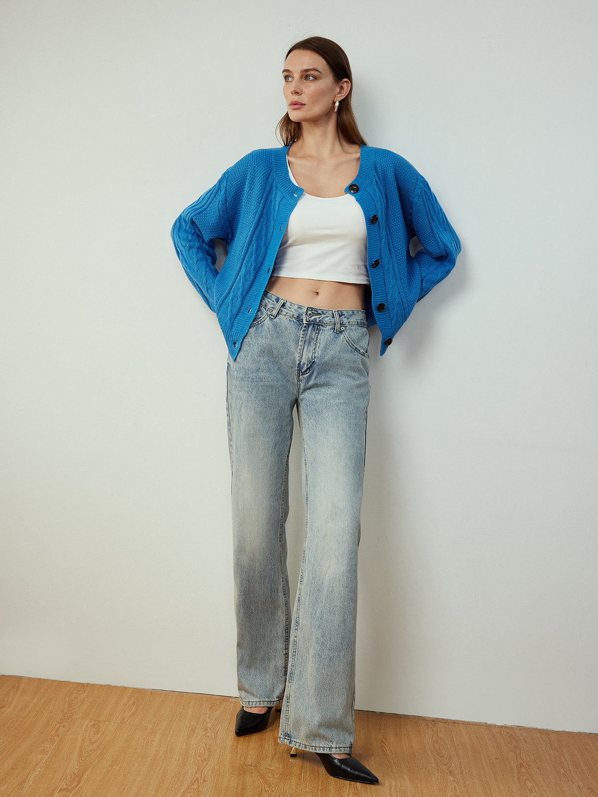 Button Down Twist Thin Cardigan-Chicvia