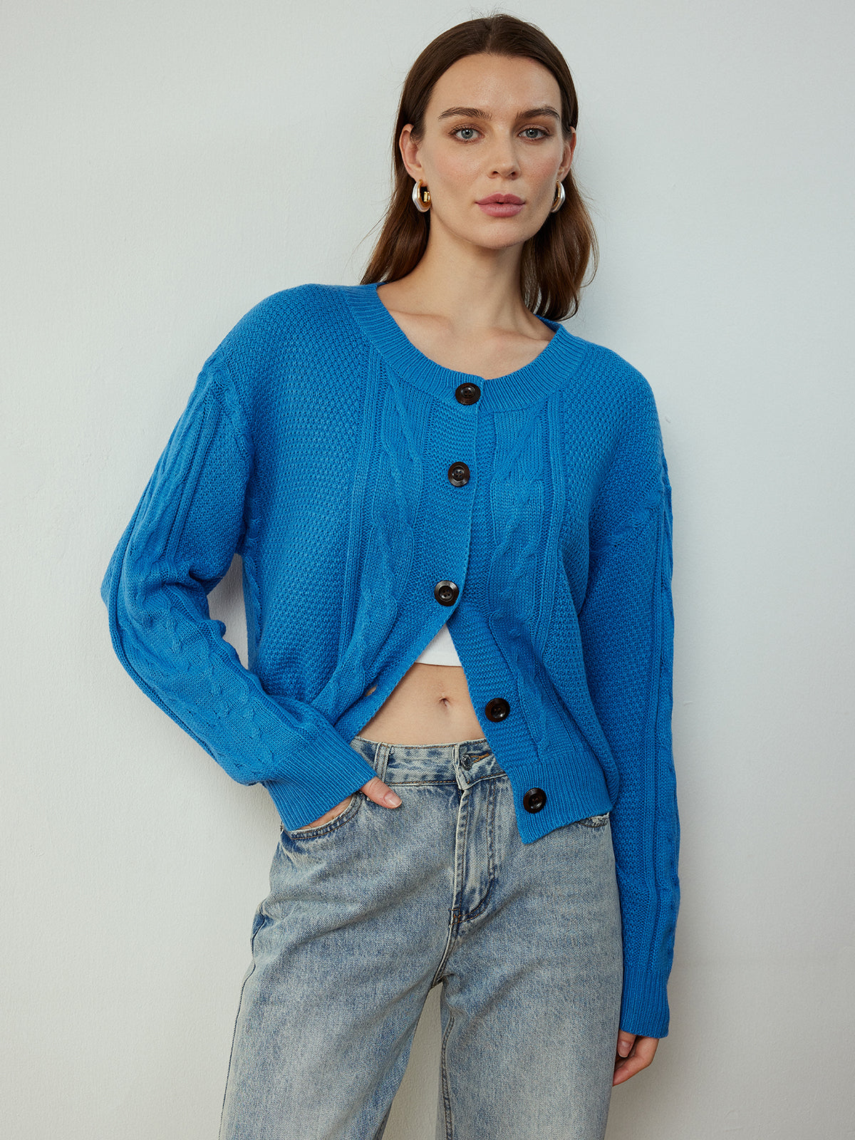 Button Down Twist Thin Cardigan-Chicvia