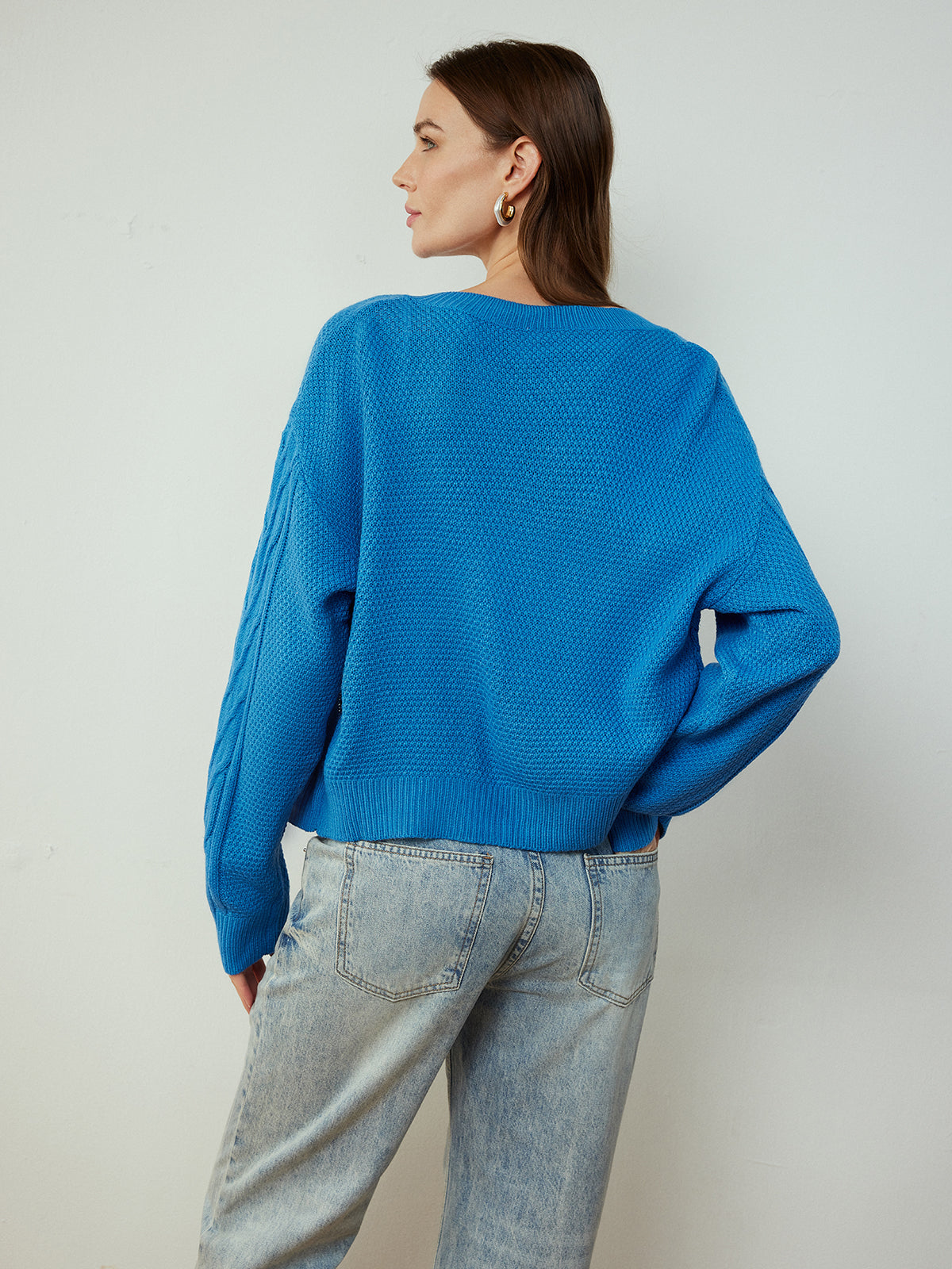 Button Down Twist Thin Cardigan-Chicvia