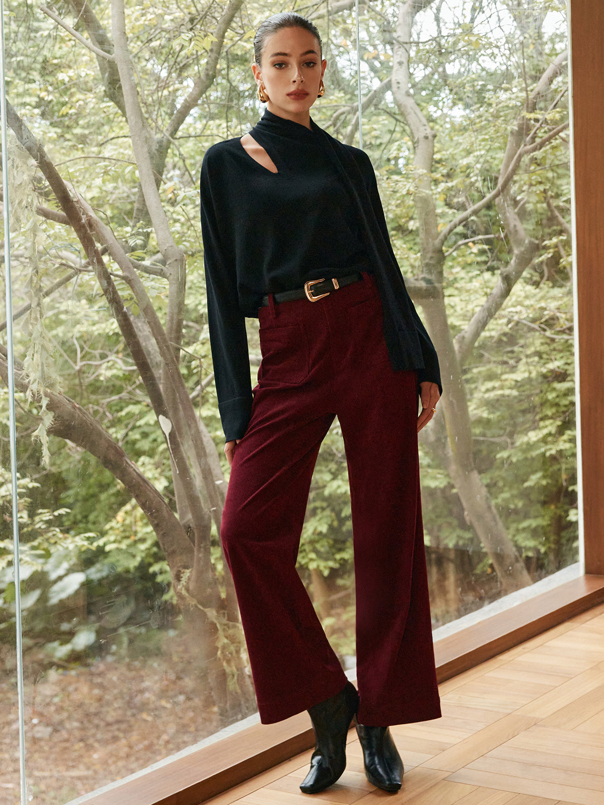 Minimalist Wool-Blend Scarf Sweater-Chicvia