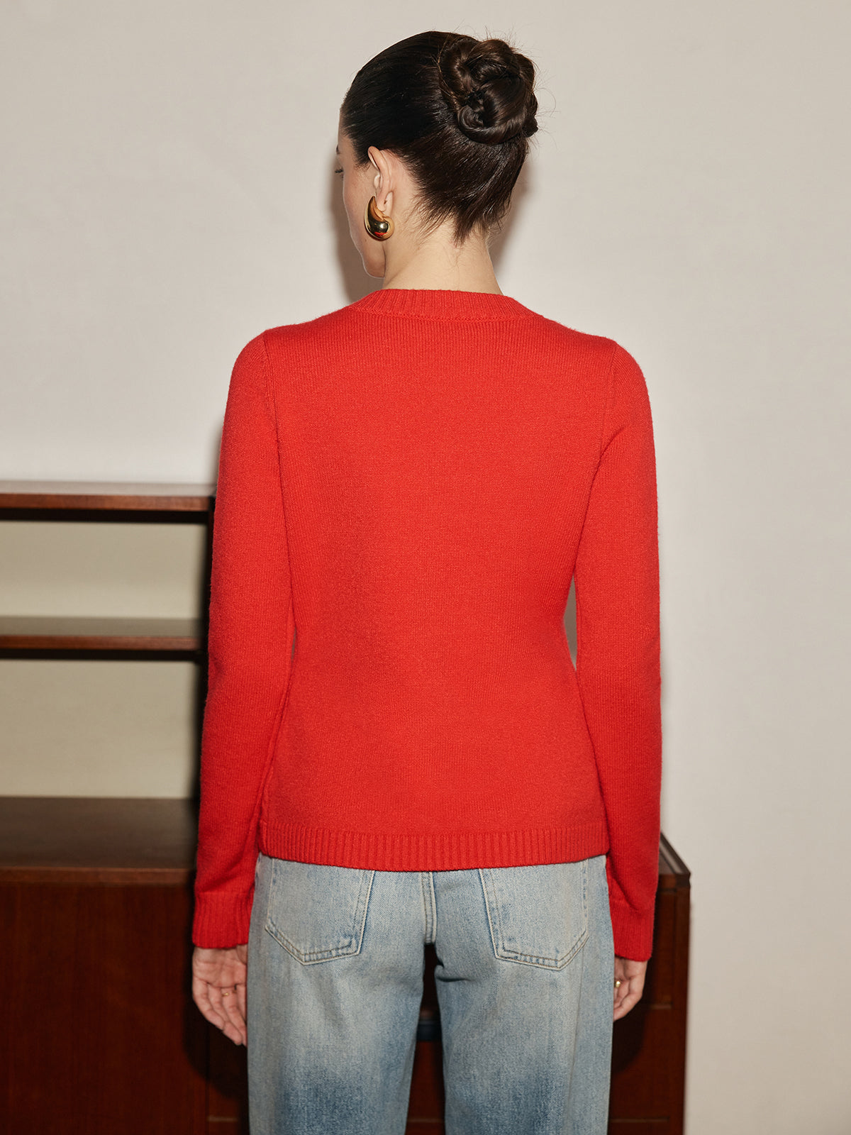 Elegant Metal Button Split Cardigan-Chicvia