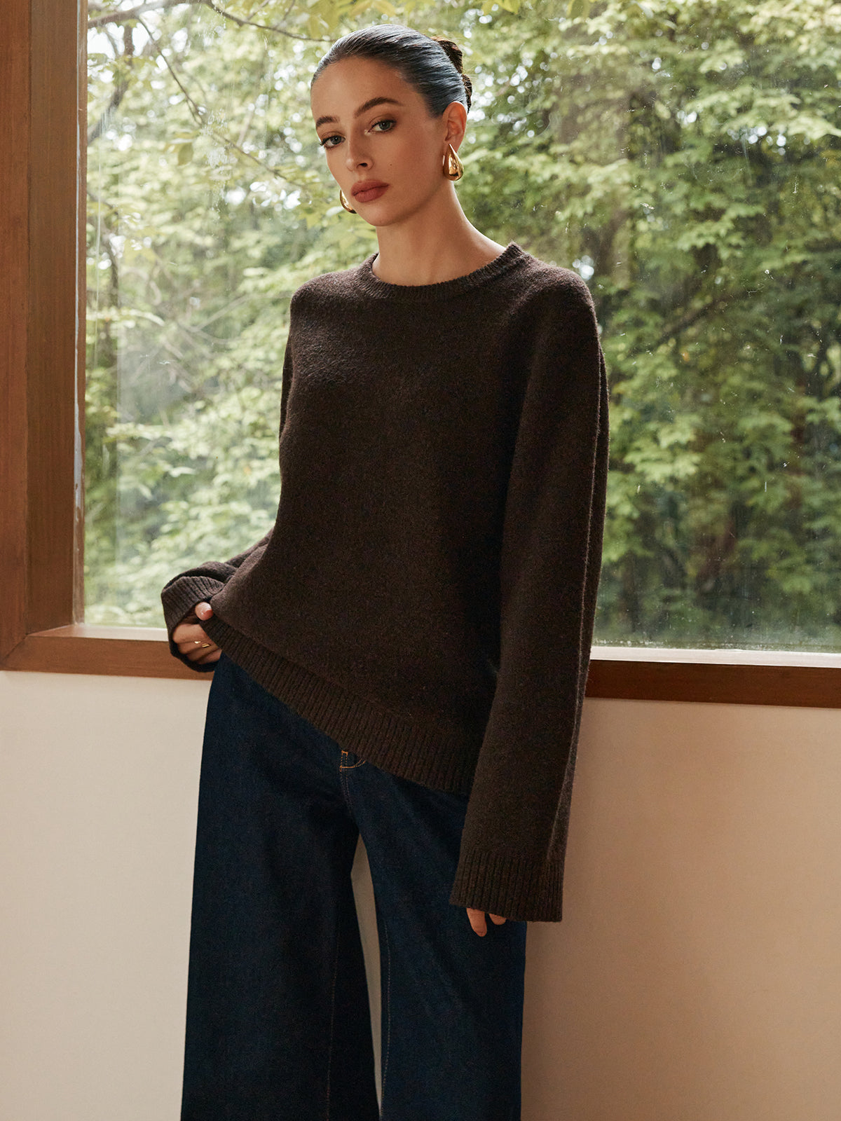 Leisure Cozy Draped Sweater-Chicvia