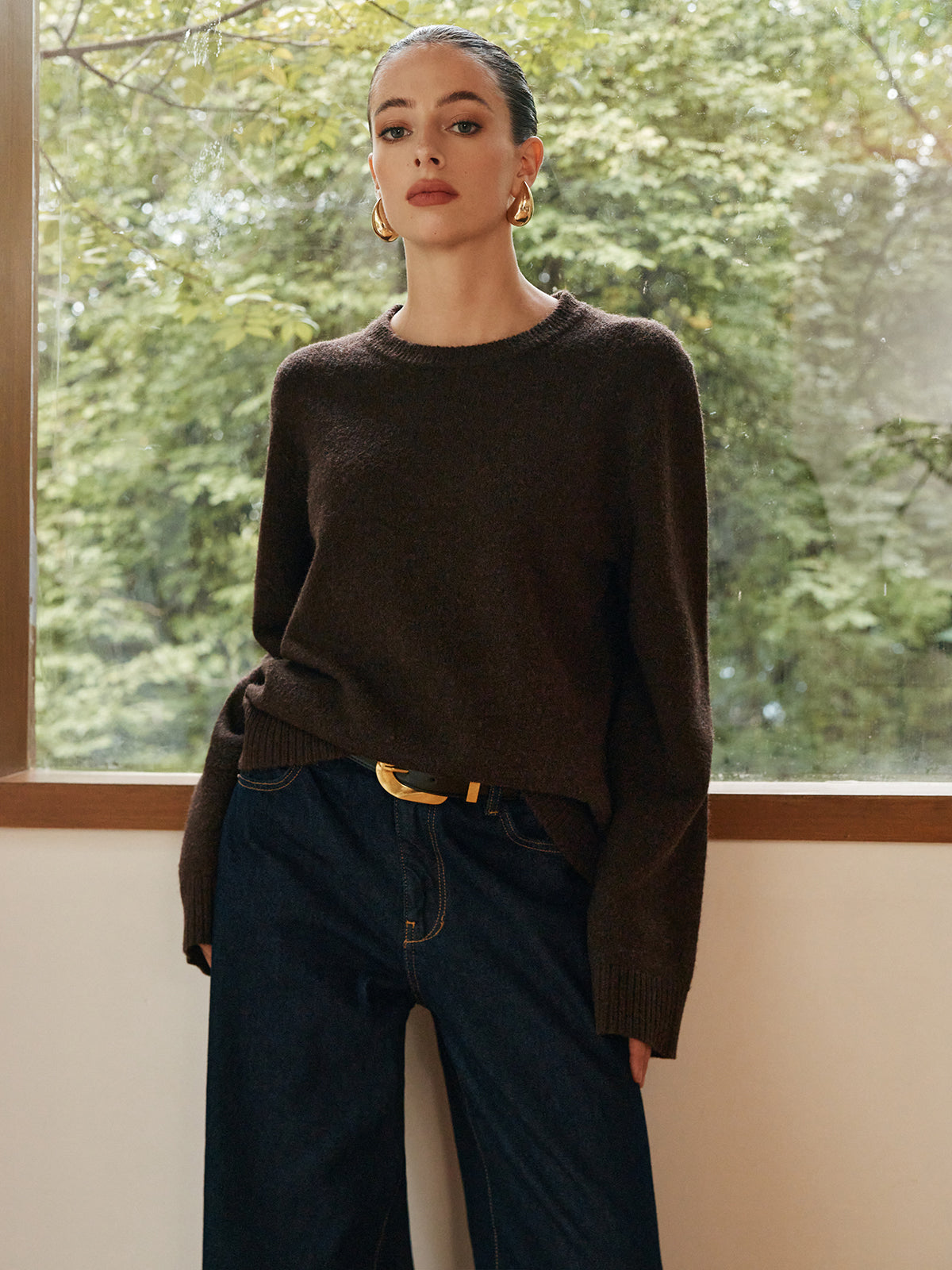 Leisure Cozy Draped Sweater-Chicvia