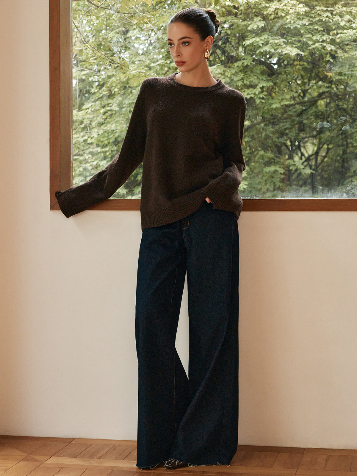 Leisure Cozy Draped Sweater-Chicvia