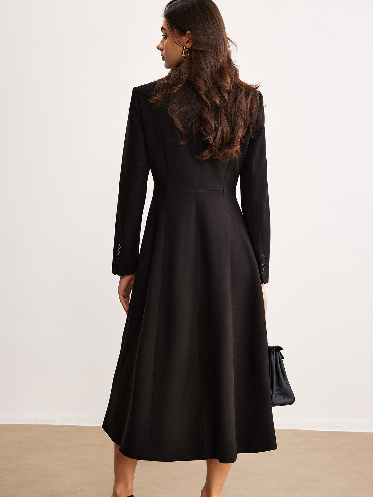 Button Lapel Long Blazer-Chicvia