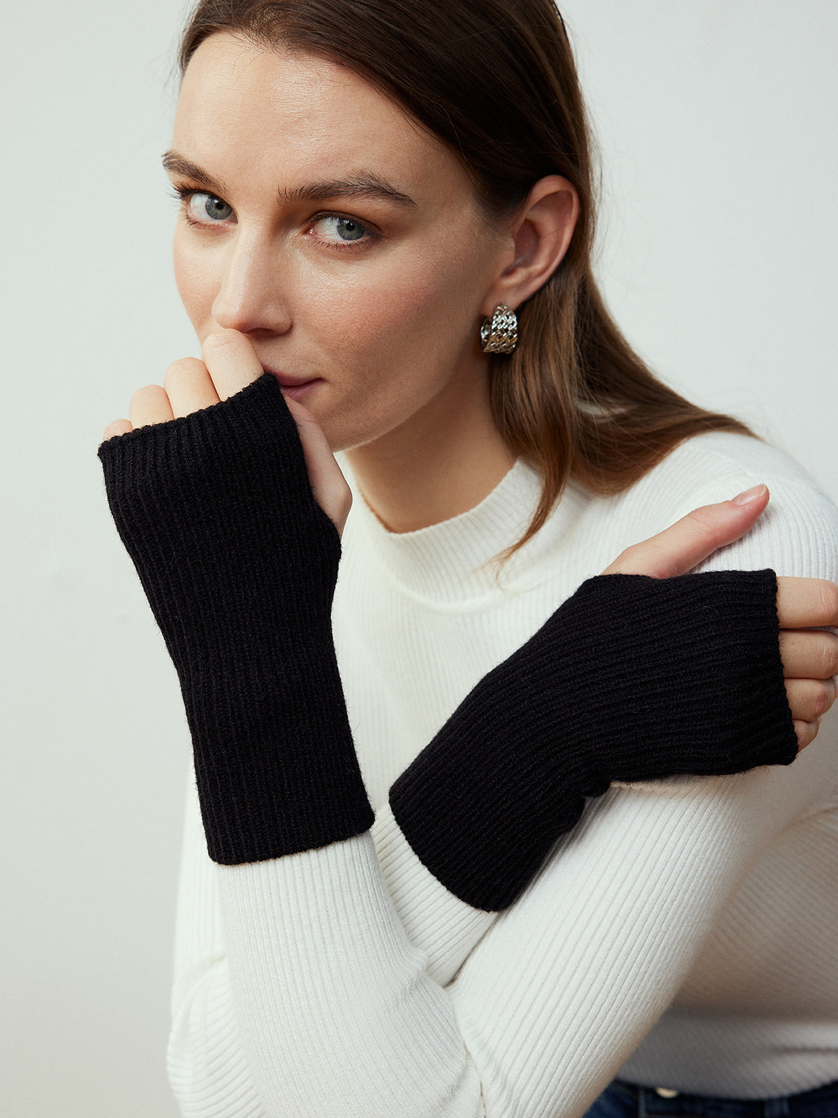 Half-Finger Knit Gloves-Chicvia
