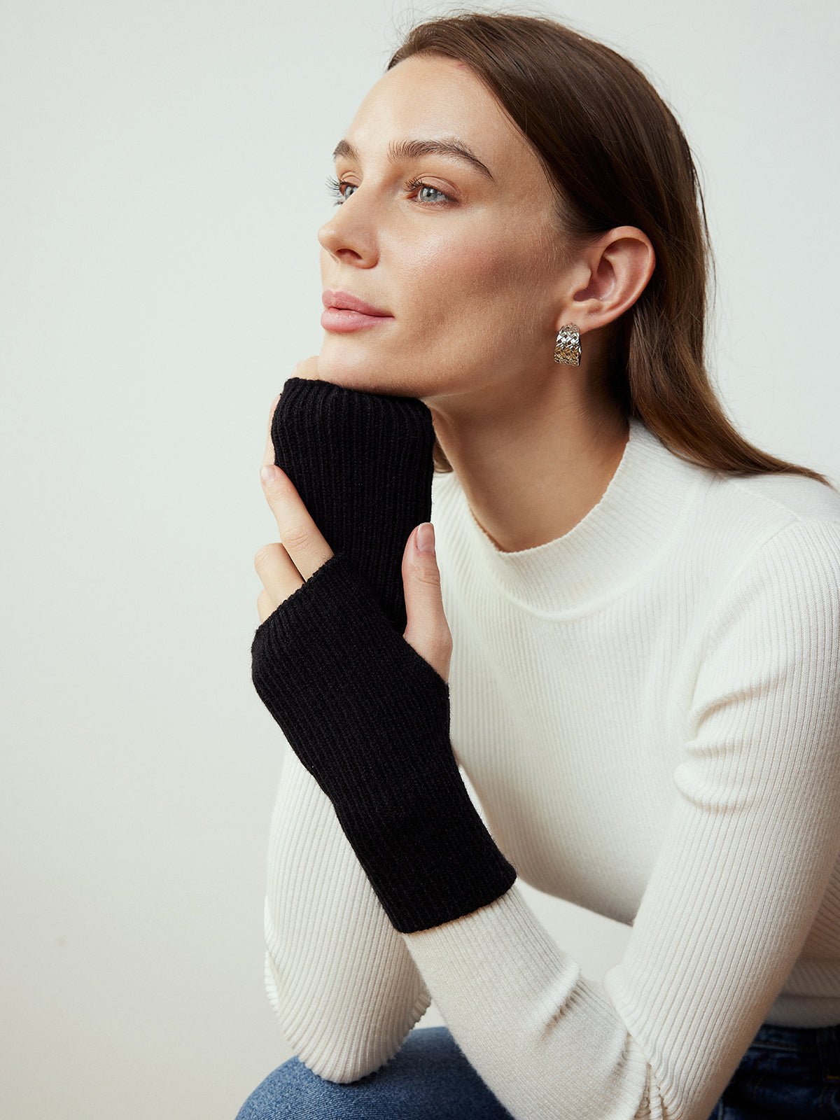 Half-Finger Knit Gloves-Chicvia