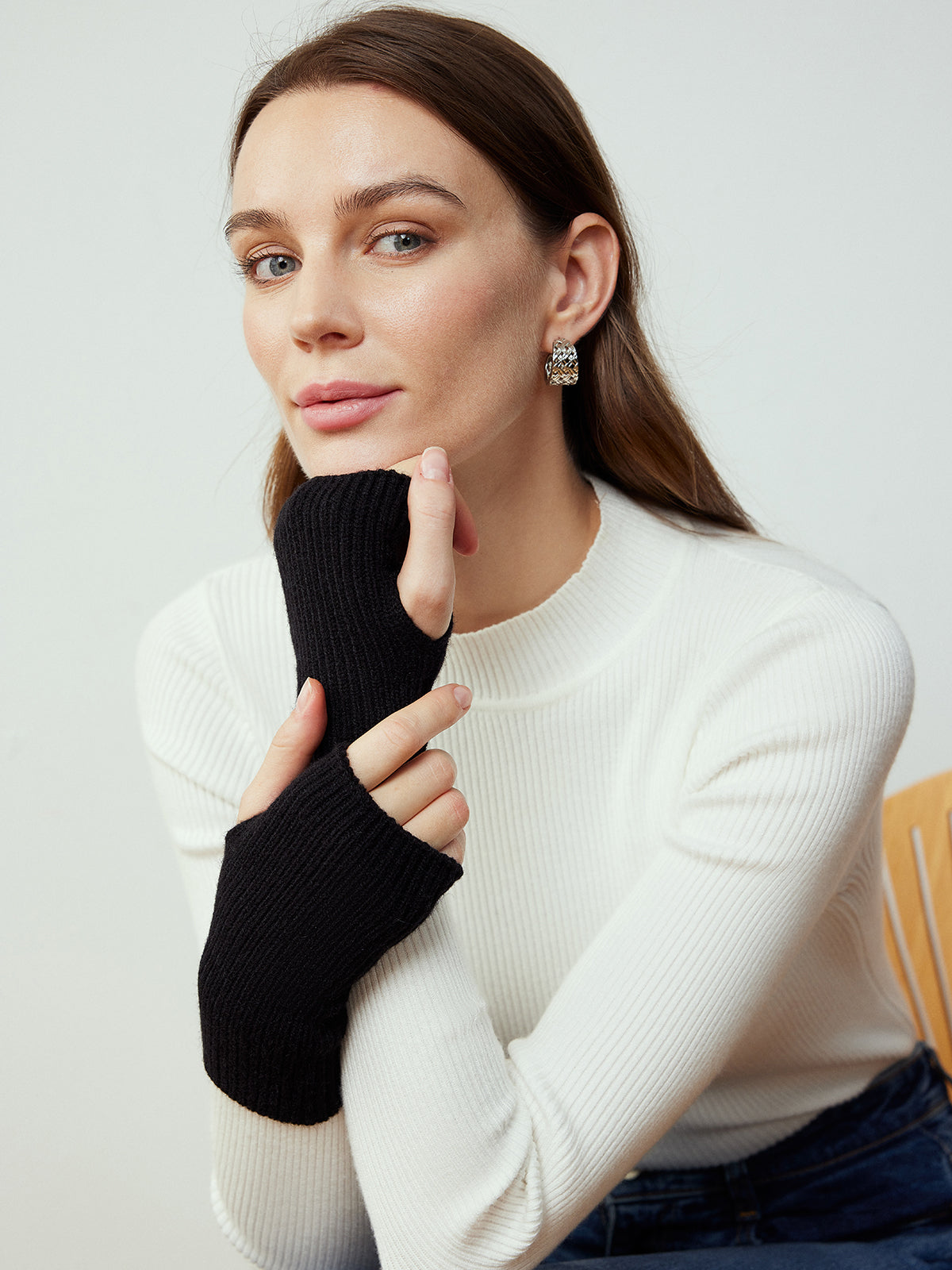 Half-Finger Knit Gloves-Chicvia