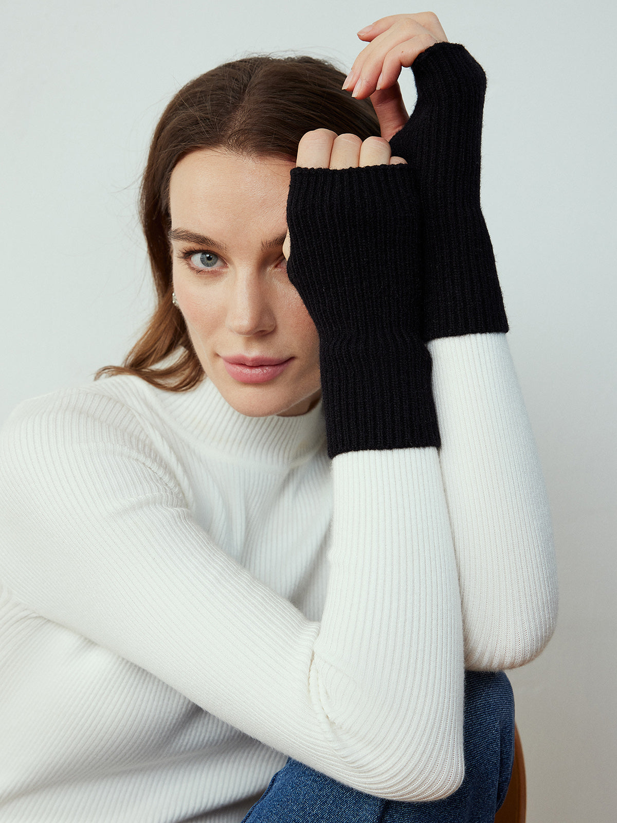 Half-Finger Knit Gloves-Chicvia