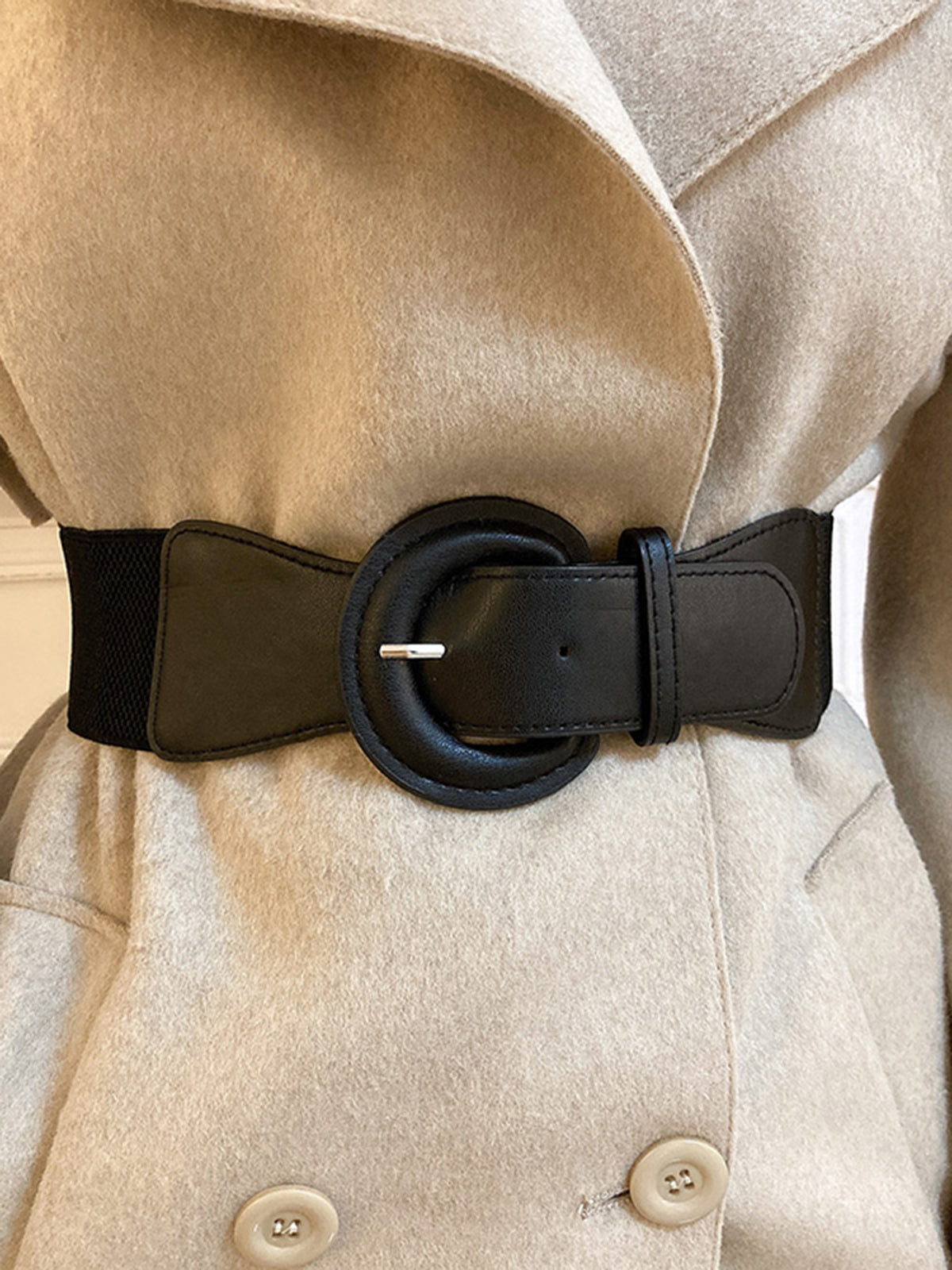 Buckle Elastic Wide Belt-Chicvia