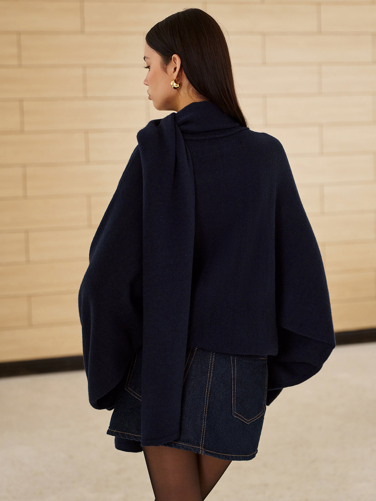 Plain Sweater With Scarf-Chicvia