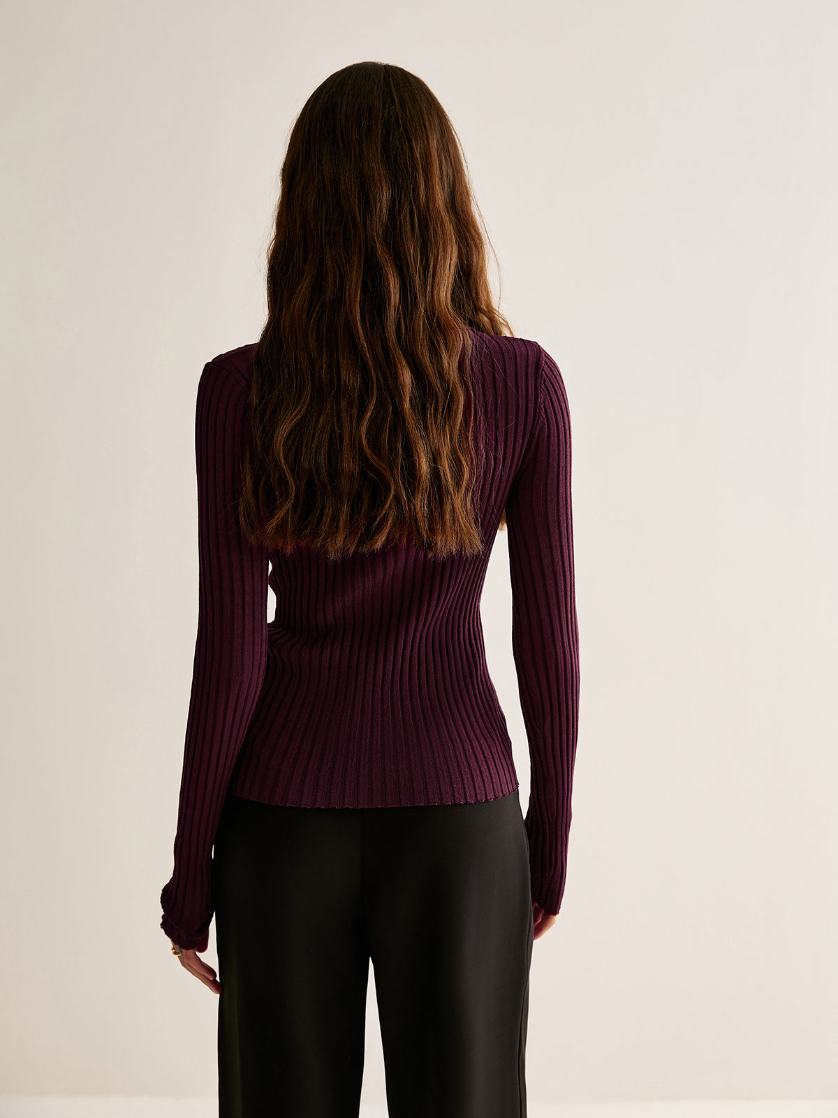 High Stretch Lapel Knit Top-Chicvia