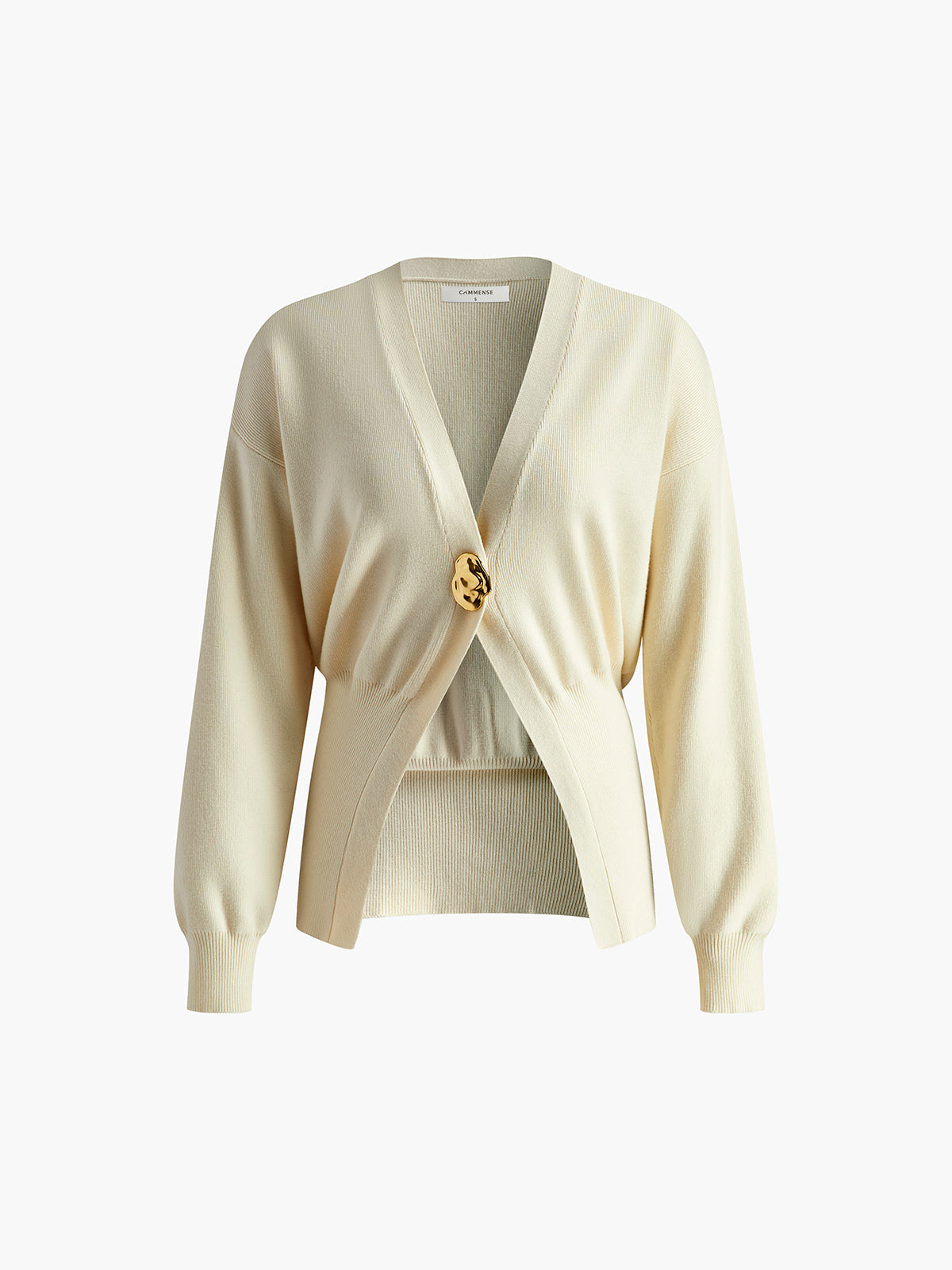 Golden Button Plain Cardigan-Chicvia