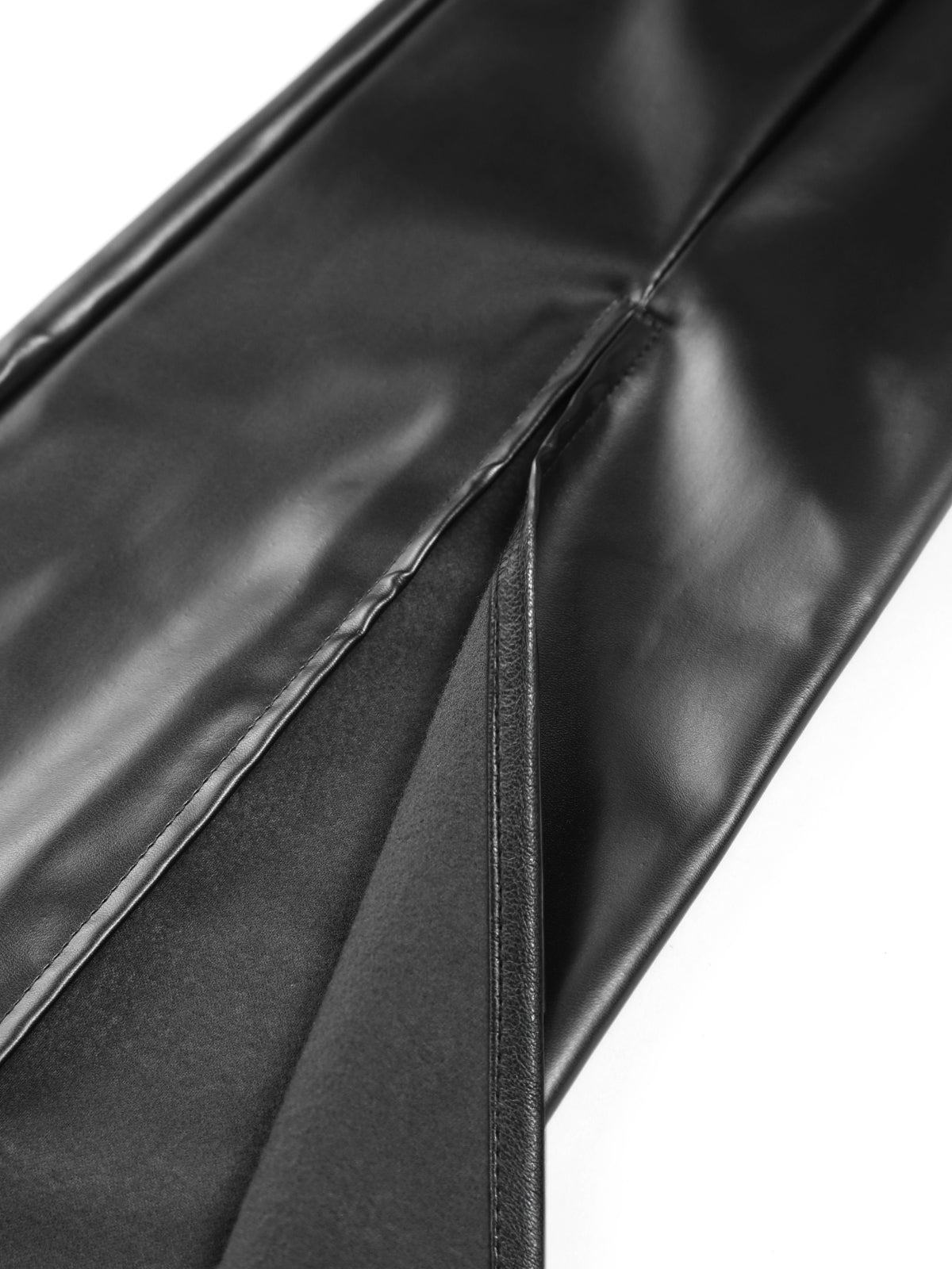 Faux Leather Zippered Flare Pants-Chicvia