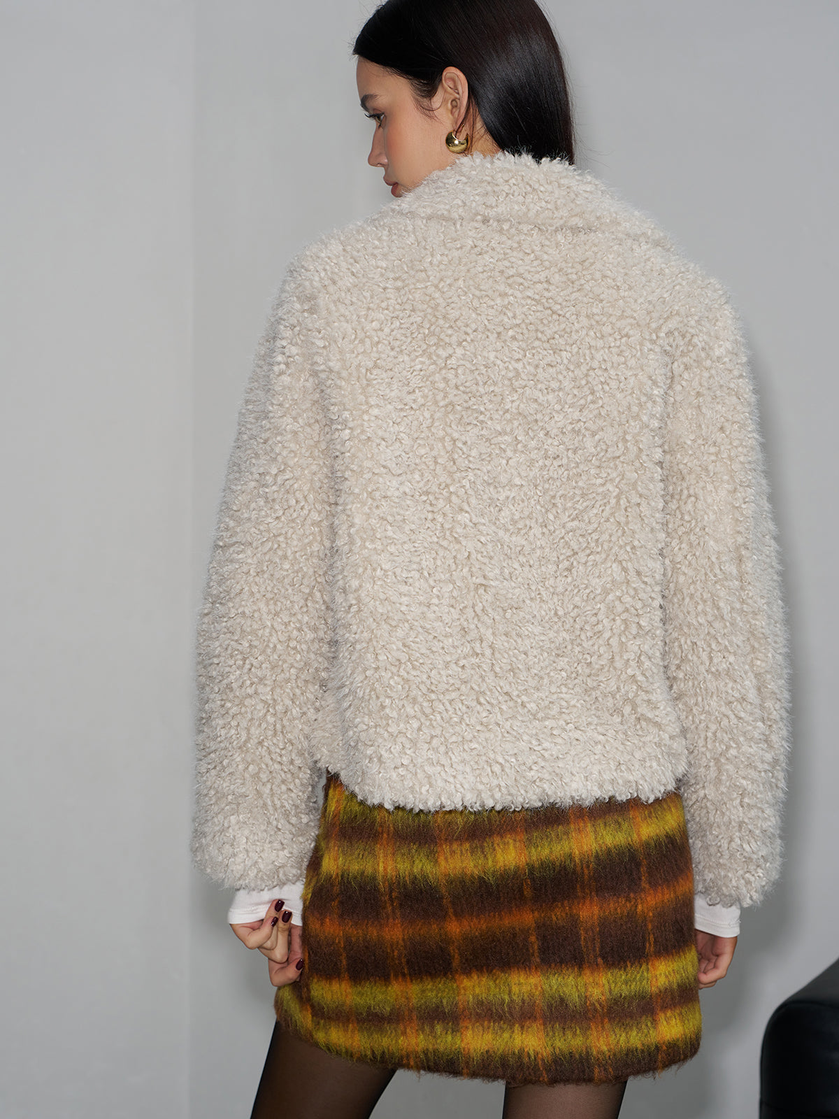 Lapel Fleece Short Jacket-Chicvia