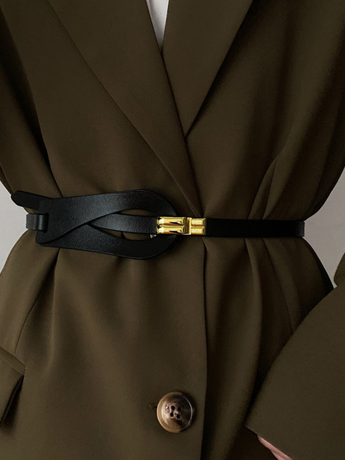 Irregular Hollow Leather Belt-Chicvia