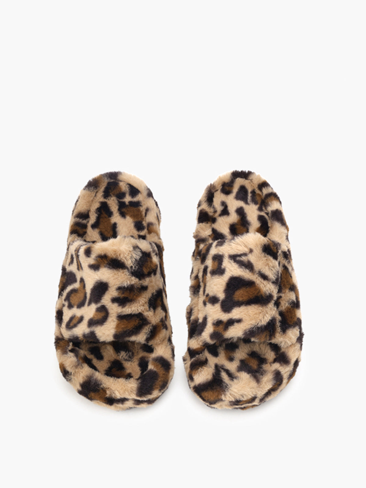 Leopard Fuzzy Platform Slippers-Chicvia