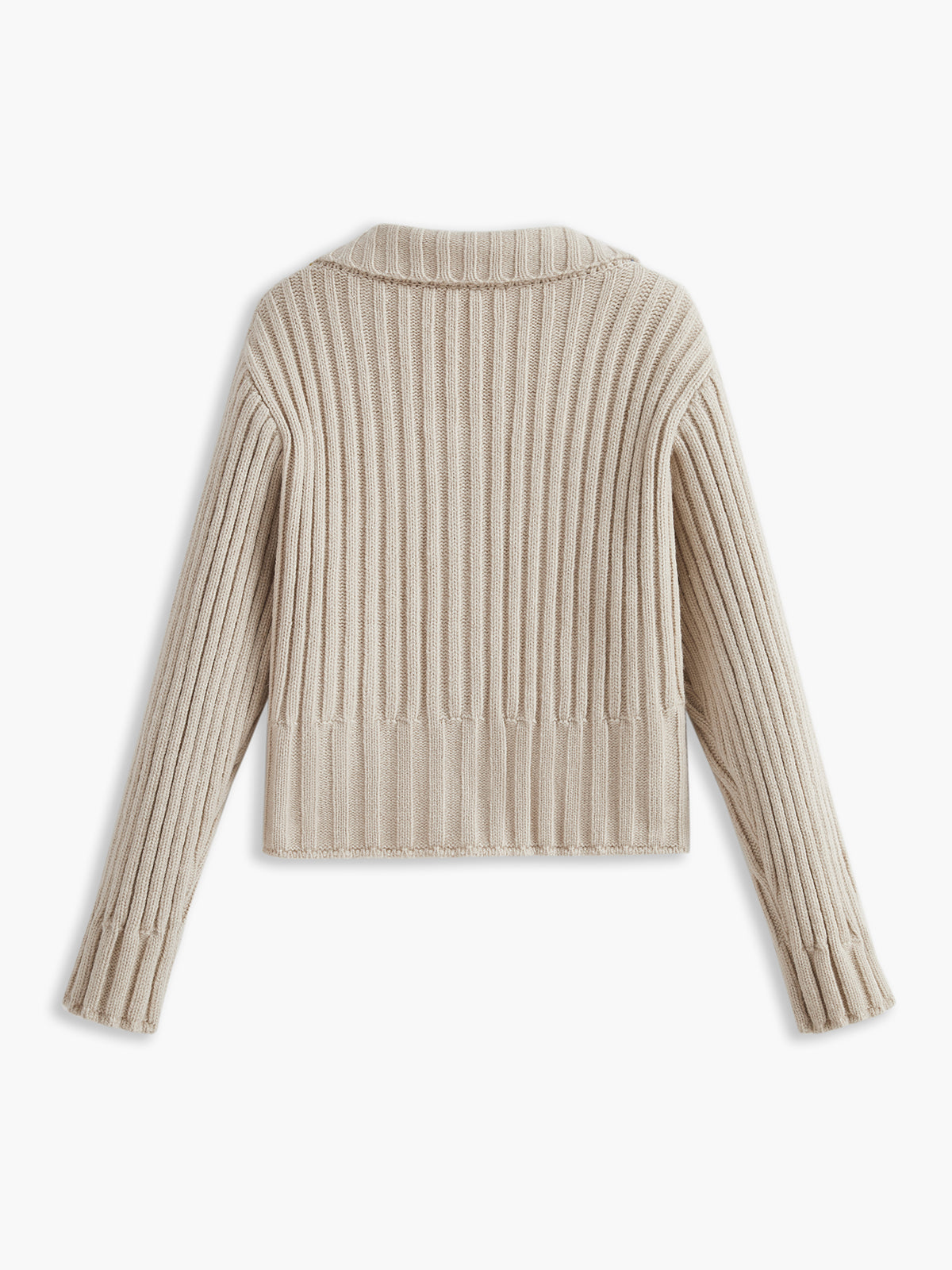 Contrast Button Ribbed Cardigan-Chicvia