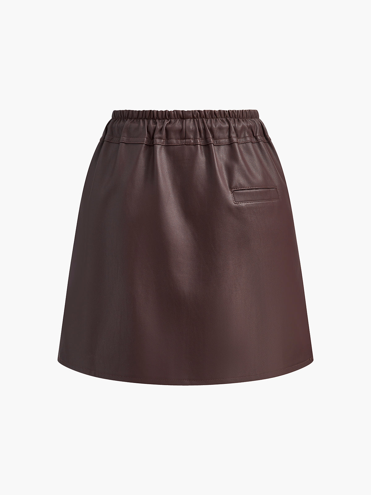 Drawstring Faux Leather Skirt-Chicvia