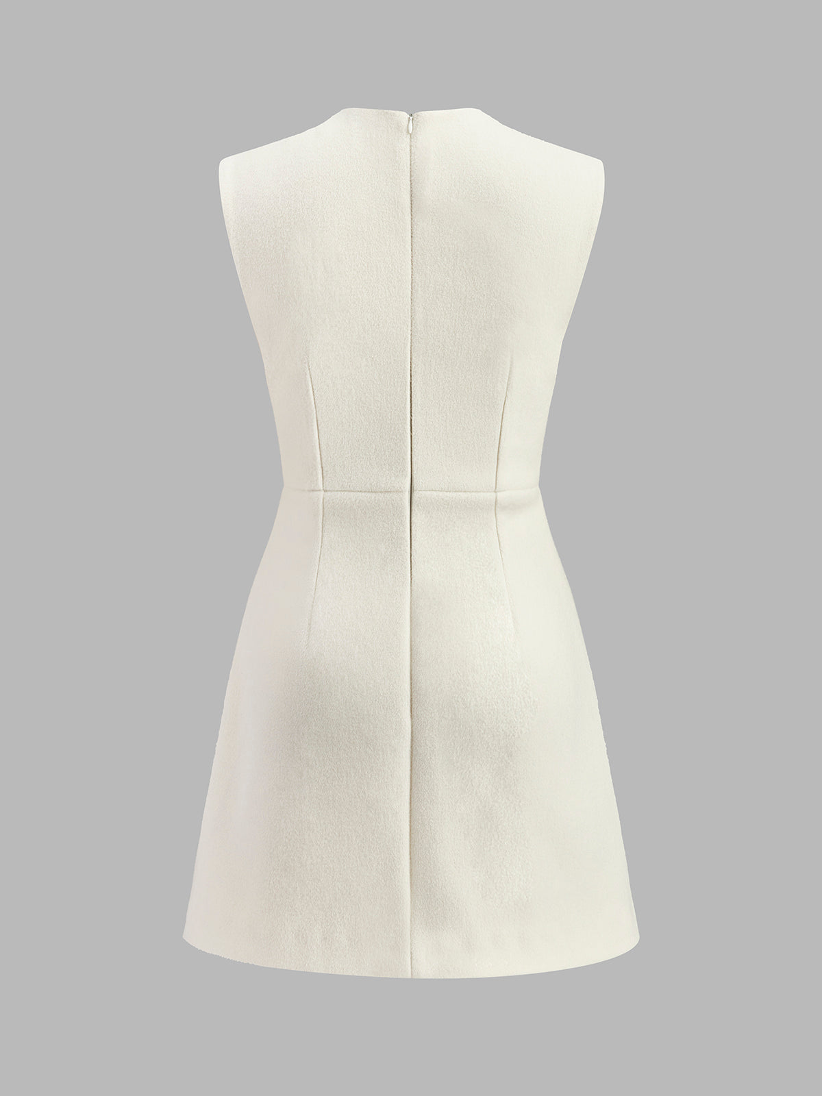 Pin-Detail Sleeveless Warm Dress-Chicvia