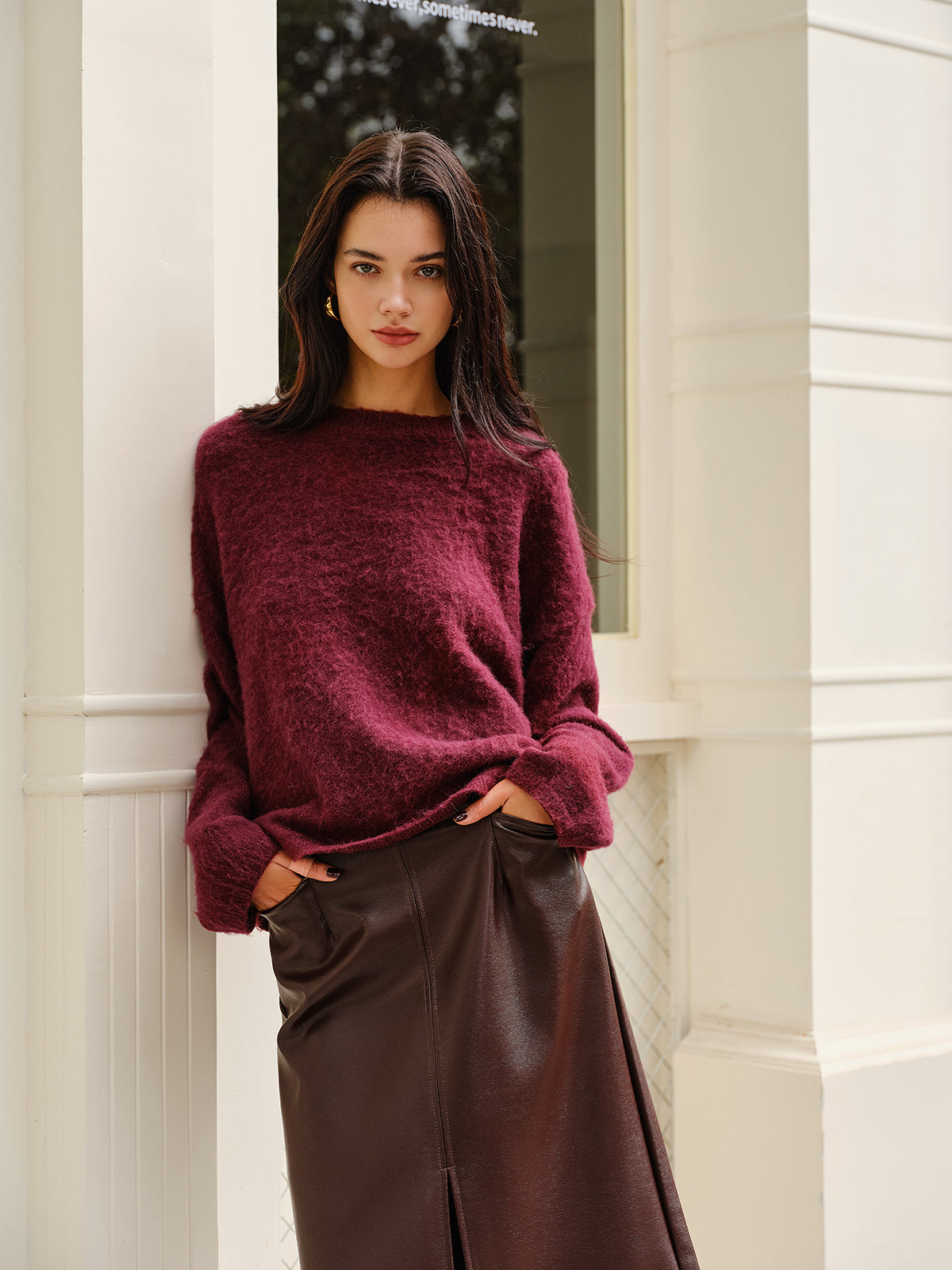 Elegant Plain Minky Sweater-Chicvia