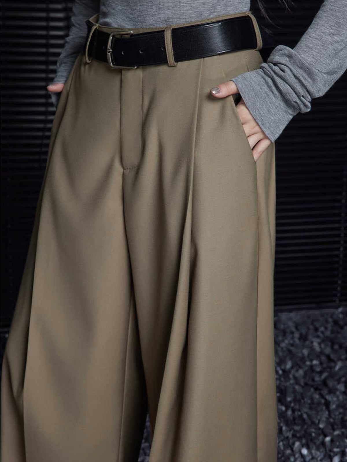 Pleated Draped Pants Without Belt-Chicvia