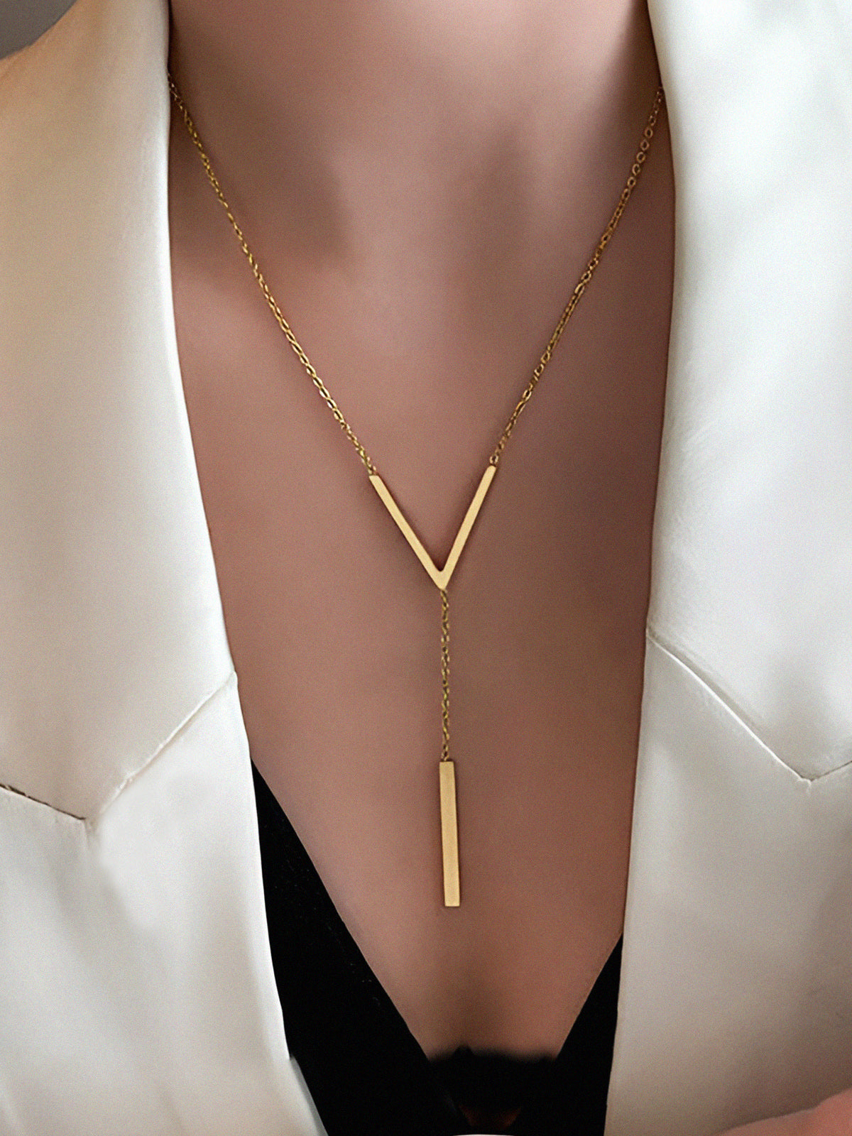 Geometric Pendant Chain Necklace-Chicvia