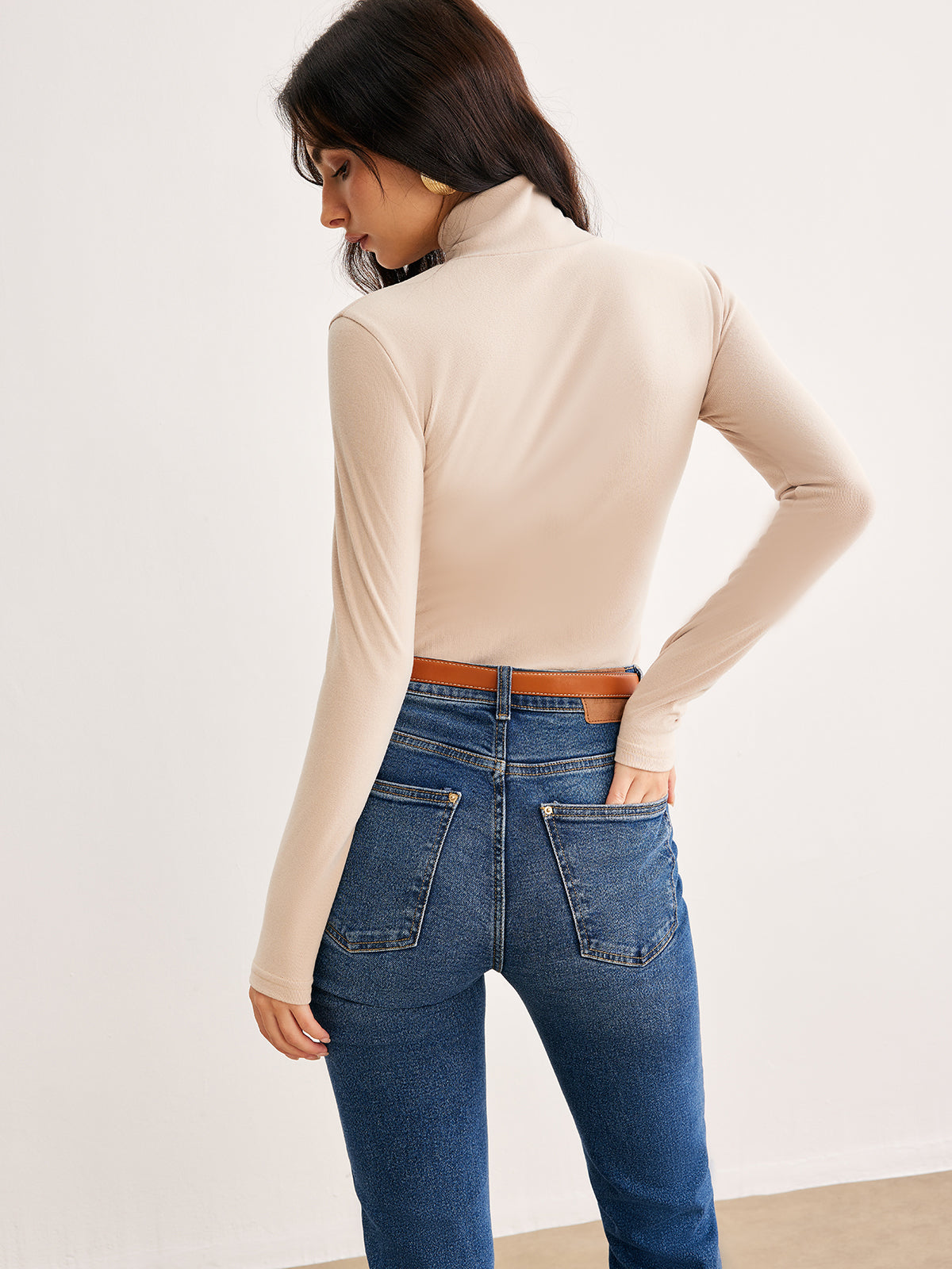 Cross Cross Neck Slim Jersey Top-Chicvia