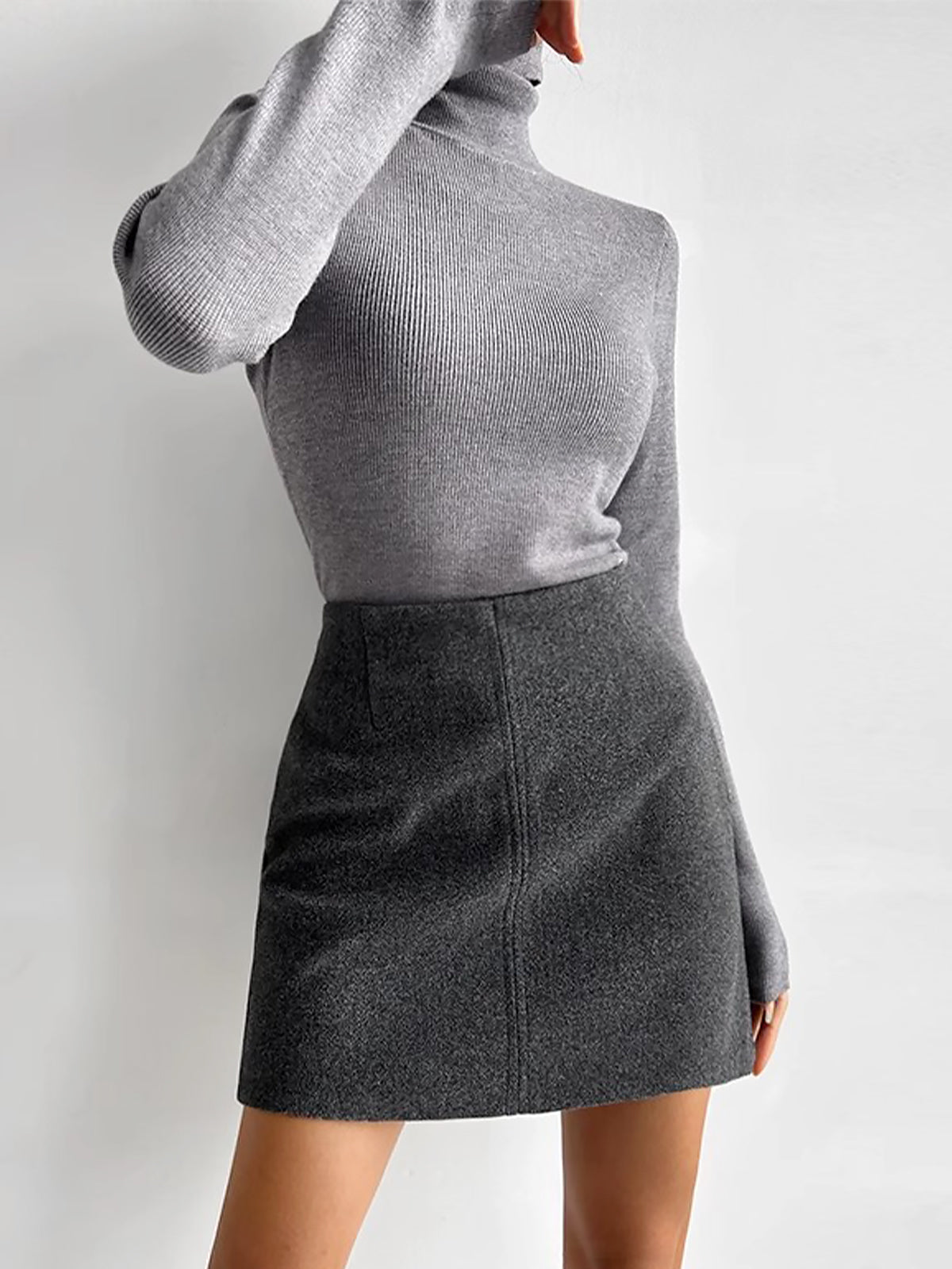 Leisure Piping A-Line Skirt-Chicvia