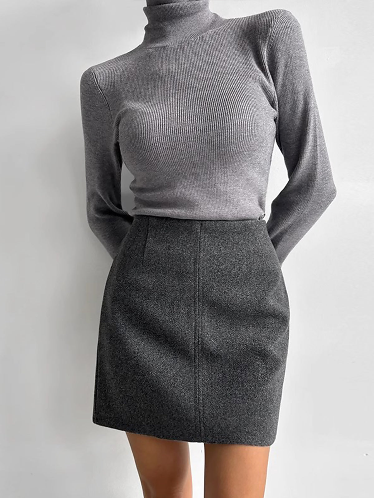 Leisure Piping A-Line Skirt-Chicvia