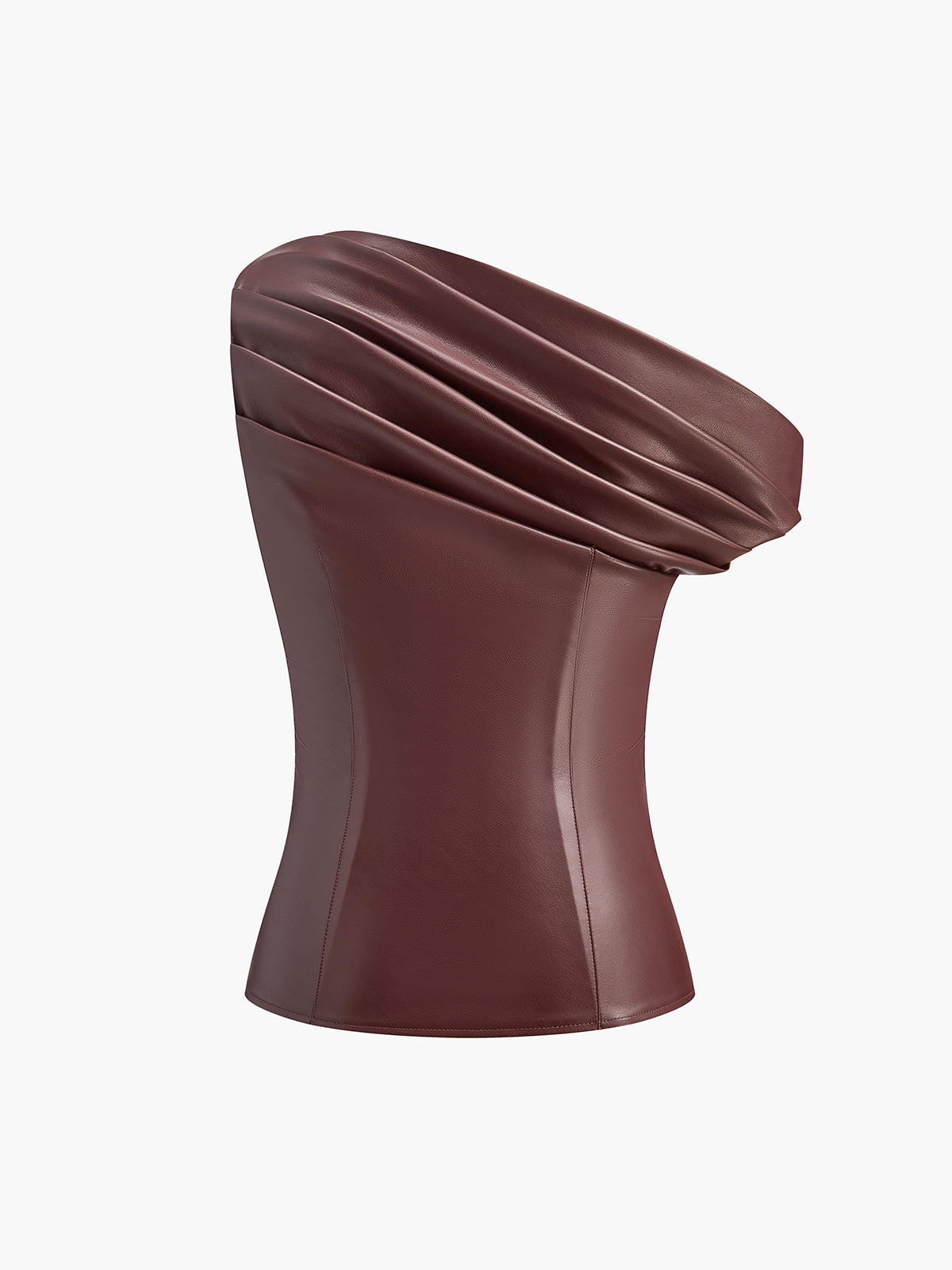 One-Shoulder PU Leather Tank Top-Chicvia