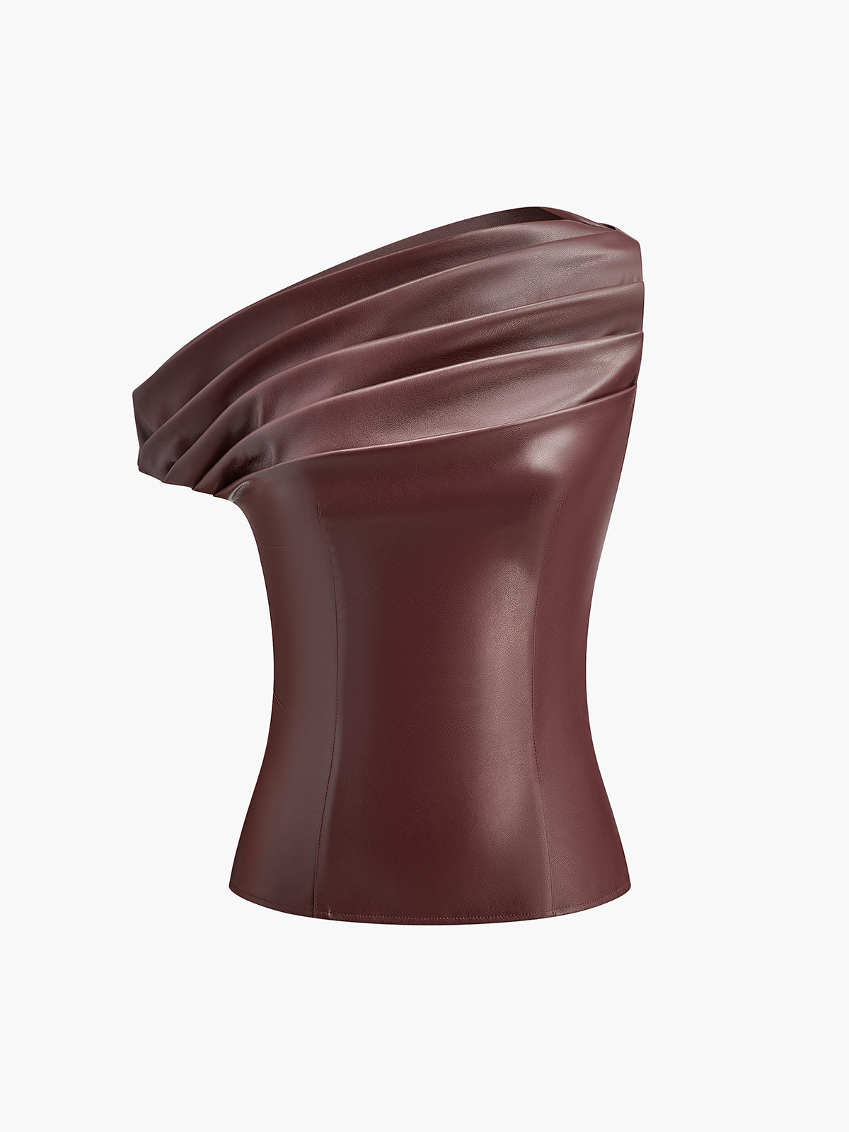 One-Shoulder PU Leather Tank Top-Chicvia