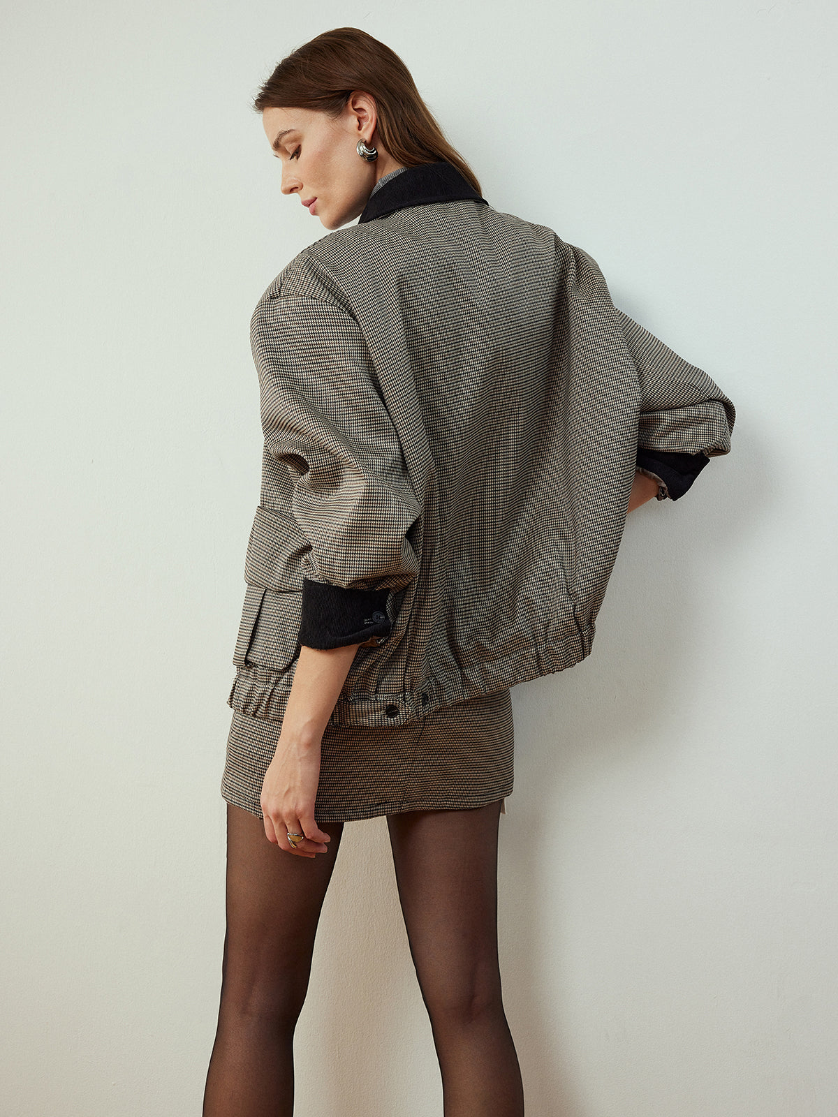 Contrast Binding Cargo Skirt Set-Chicvia