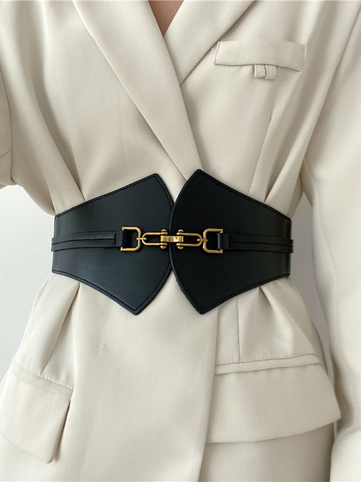 Metal Decor Elastic Wide Belt-Chicvia