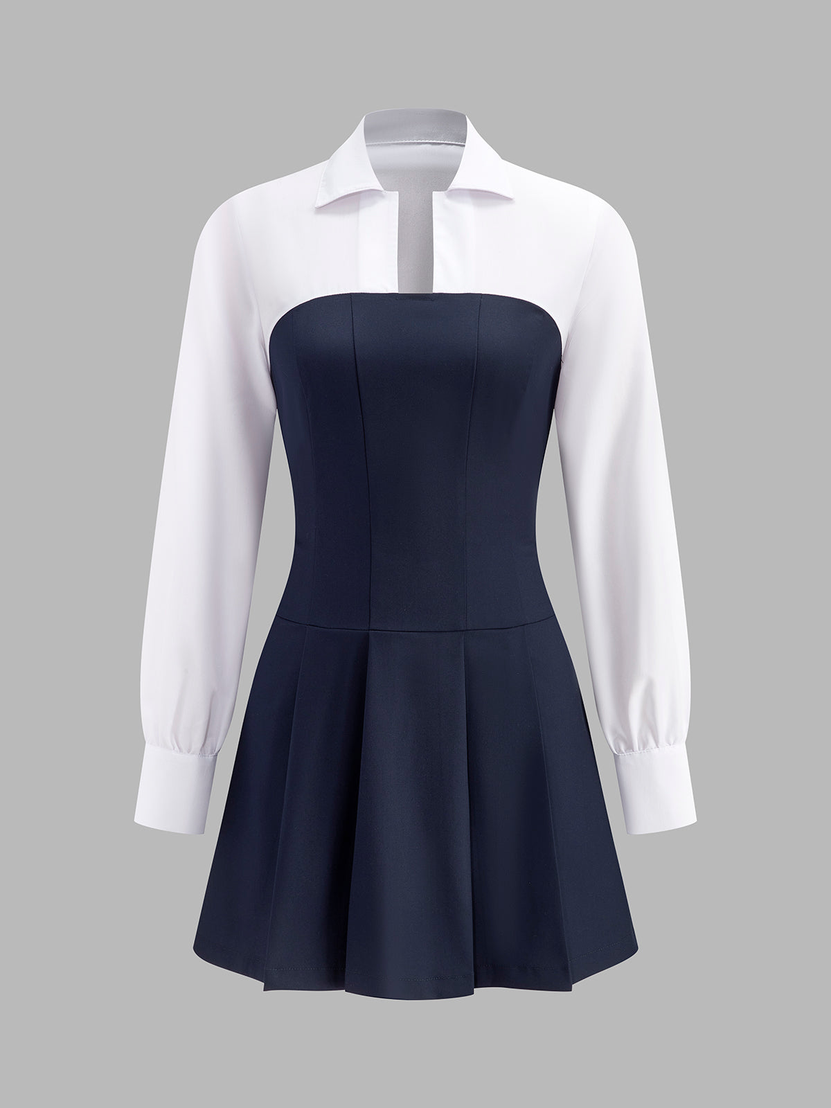 Pleated Panel Polo Dress-Chicvia