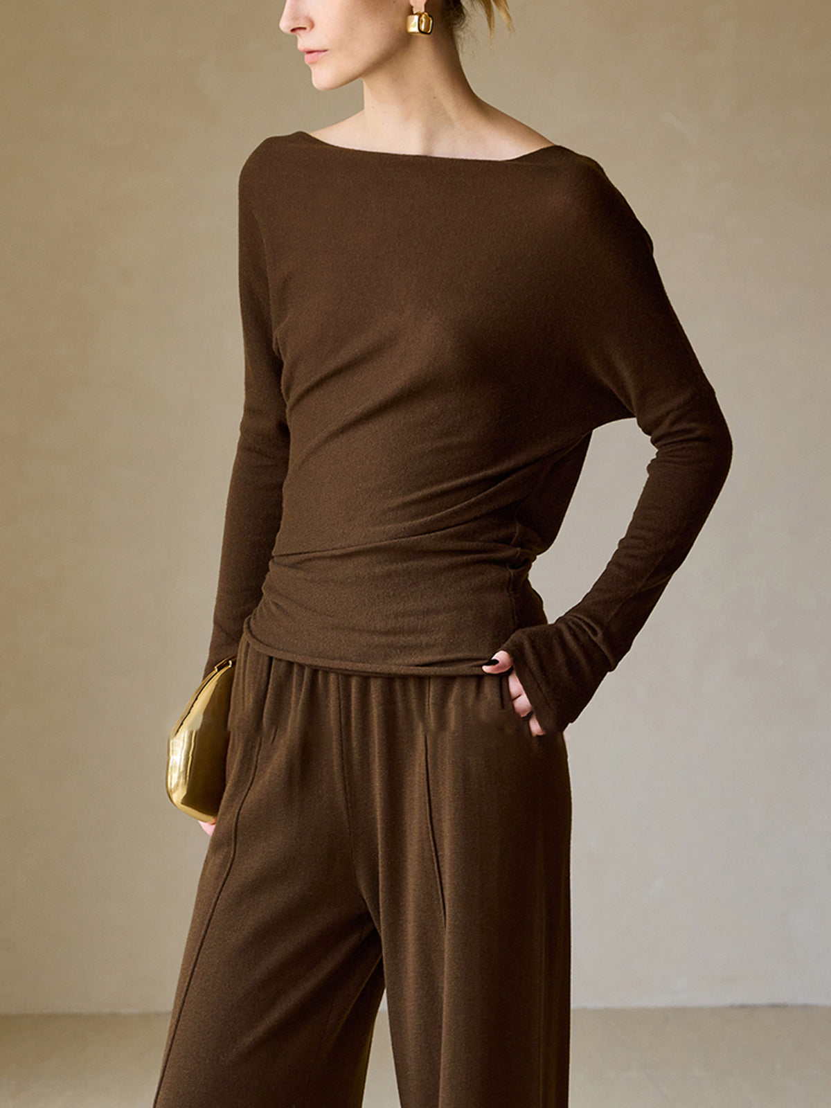 Casual Asymmetrical Neck Slim Sweater-Chicvia