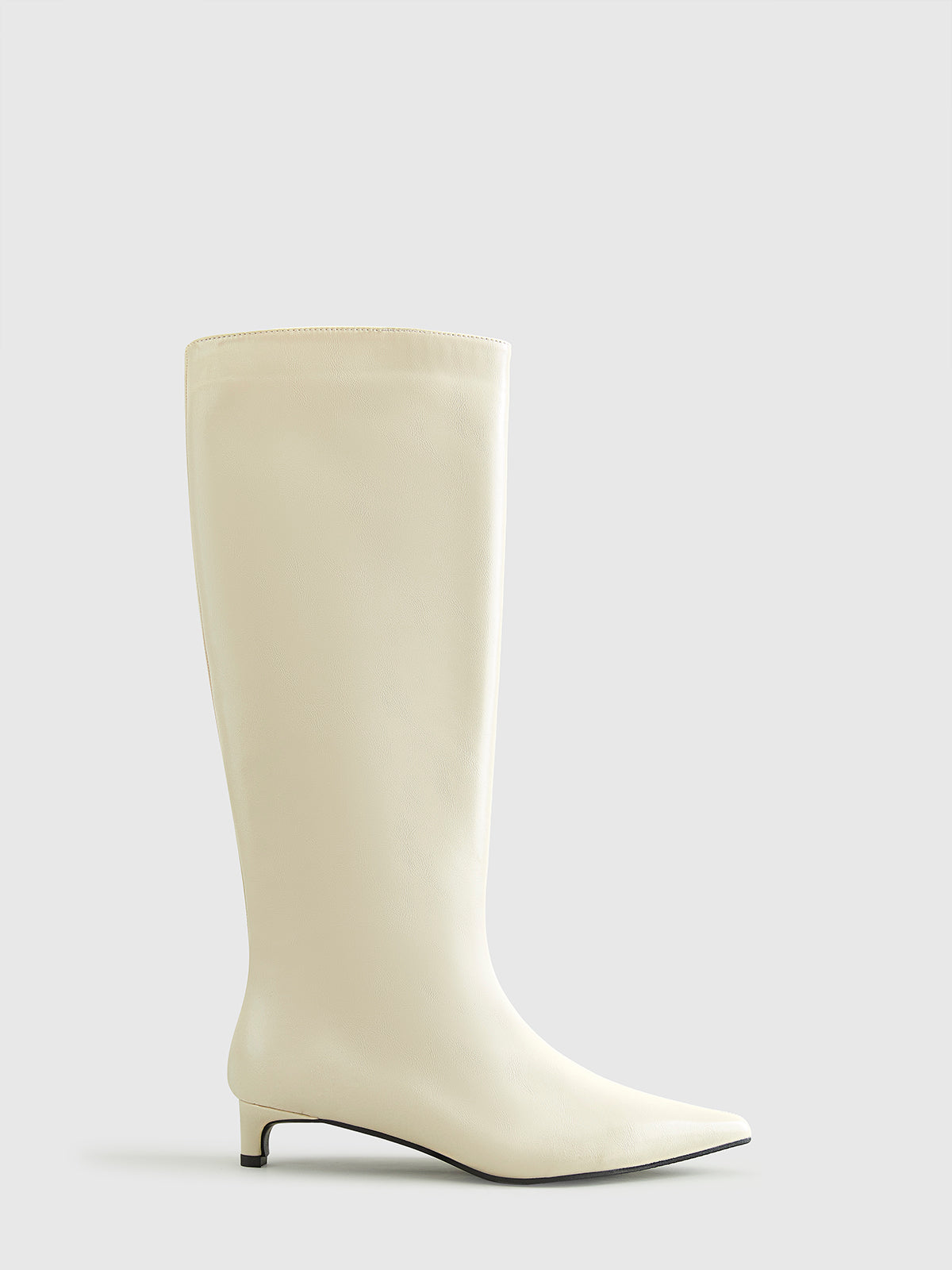 Pointed Toe Kitten Knee High Boots-Chicvia