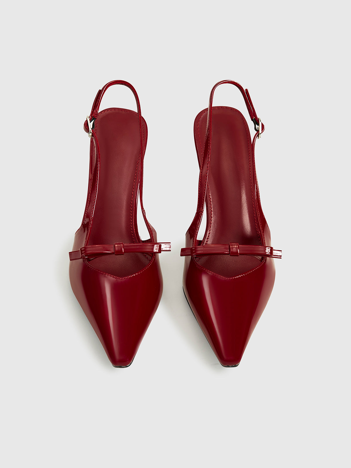 Pointed Toe Bow-Decor Slingback Pumps-Chicvia