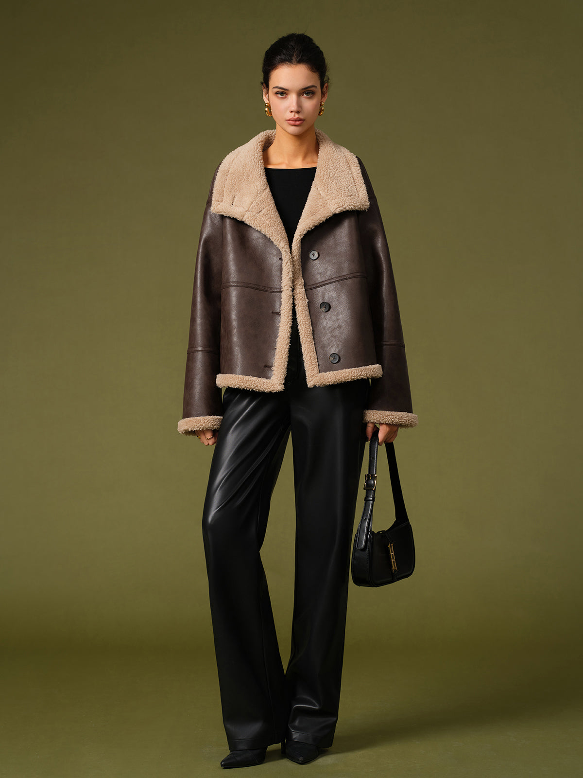 Fleecing PU Leather Warm Jackets-Chicvia