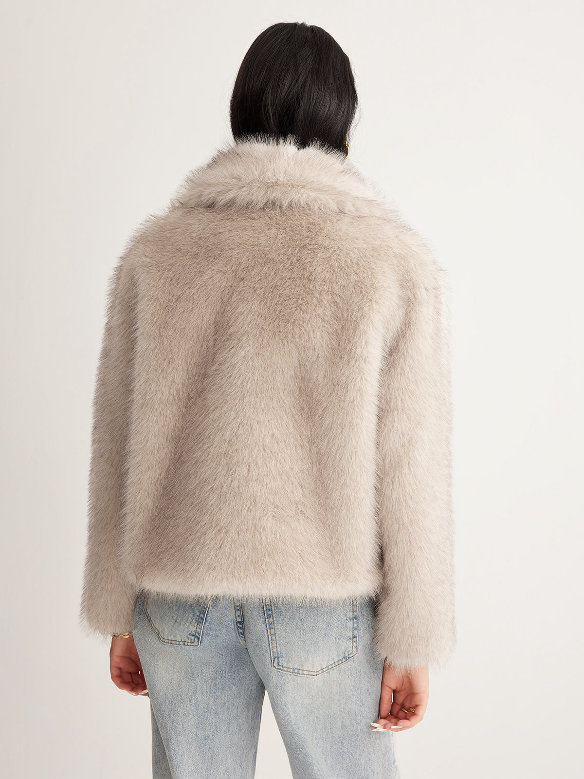 Faux Fur Button Wool Coat-Chicvia