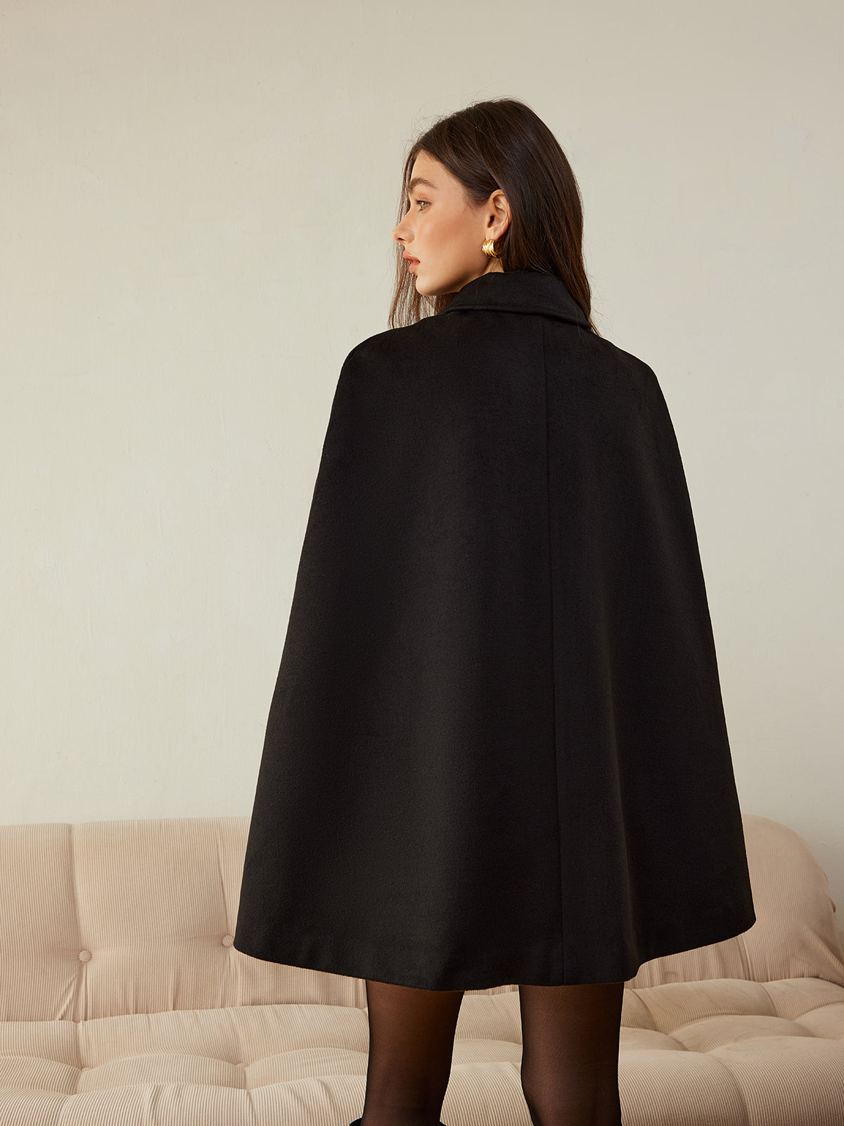 Camellia-Button Cloak-Chicvia