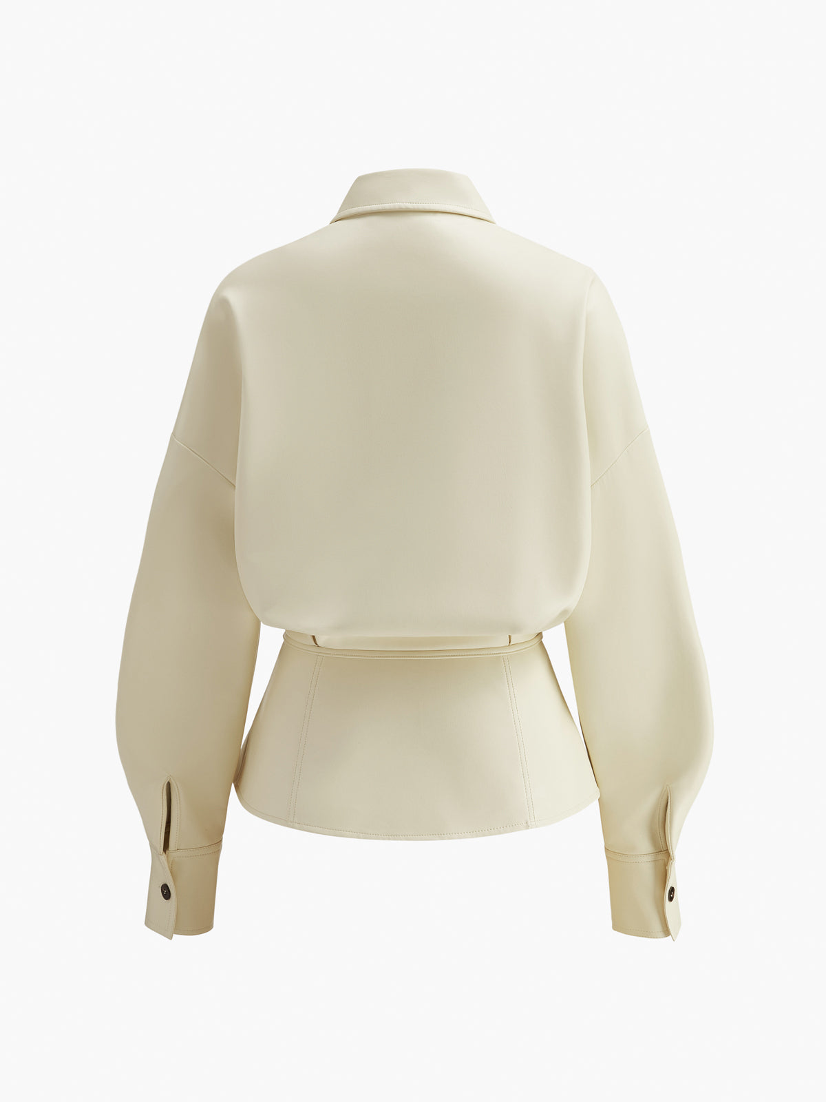 Faux Leather Button Polo Shirt Without Belt-Chicvia